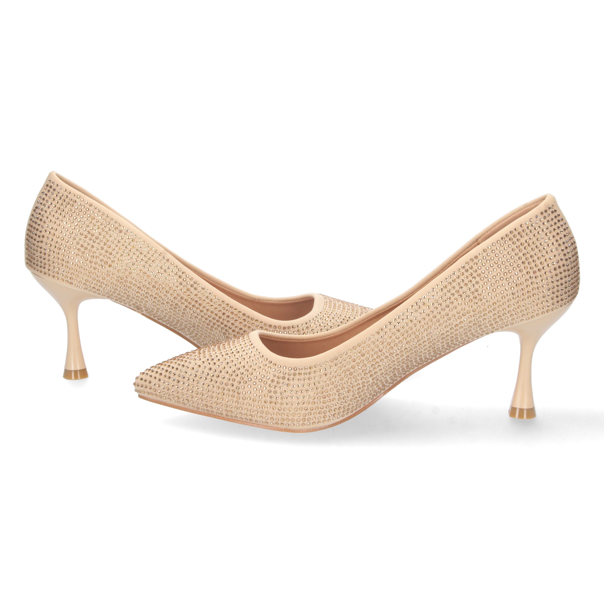 Zapato Dorado de Salon y Strass con Tacón de Aguja Para Mujer