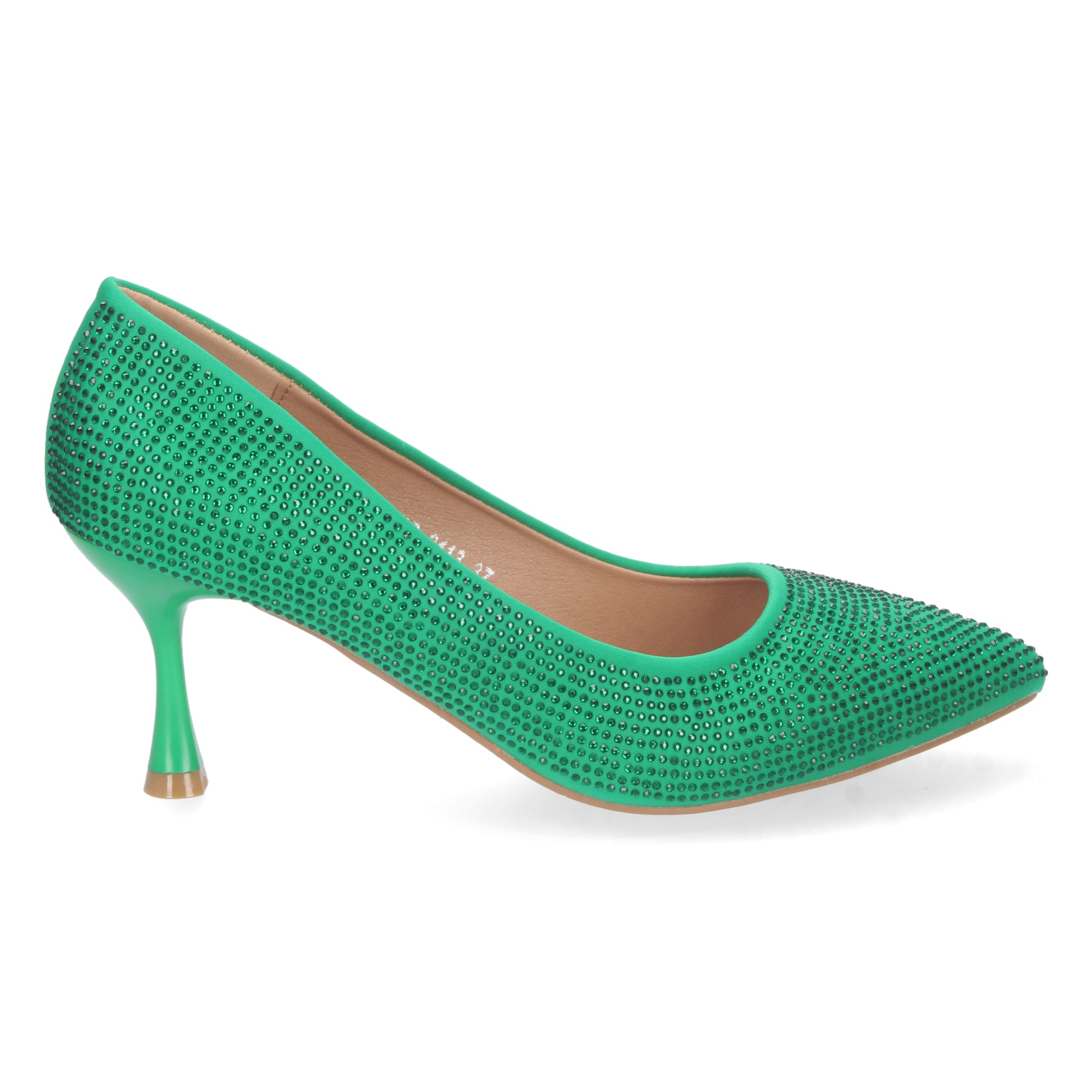 Zapato Verde de Salon y Strass con Tacón de Aguja Para Mujer