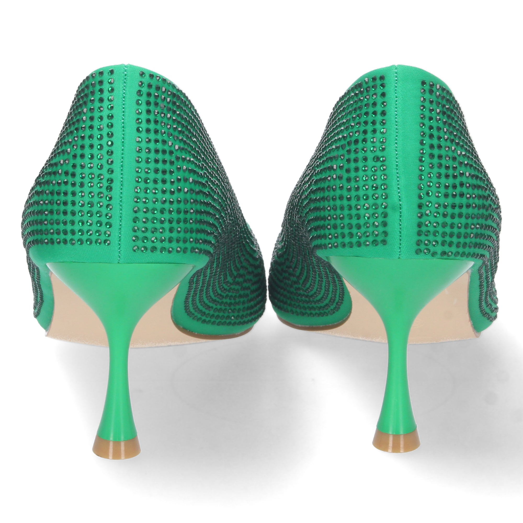 Zapato Verde de Salon y Strass con Tacón de Aguja Para Mujer