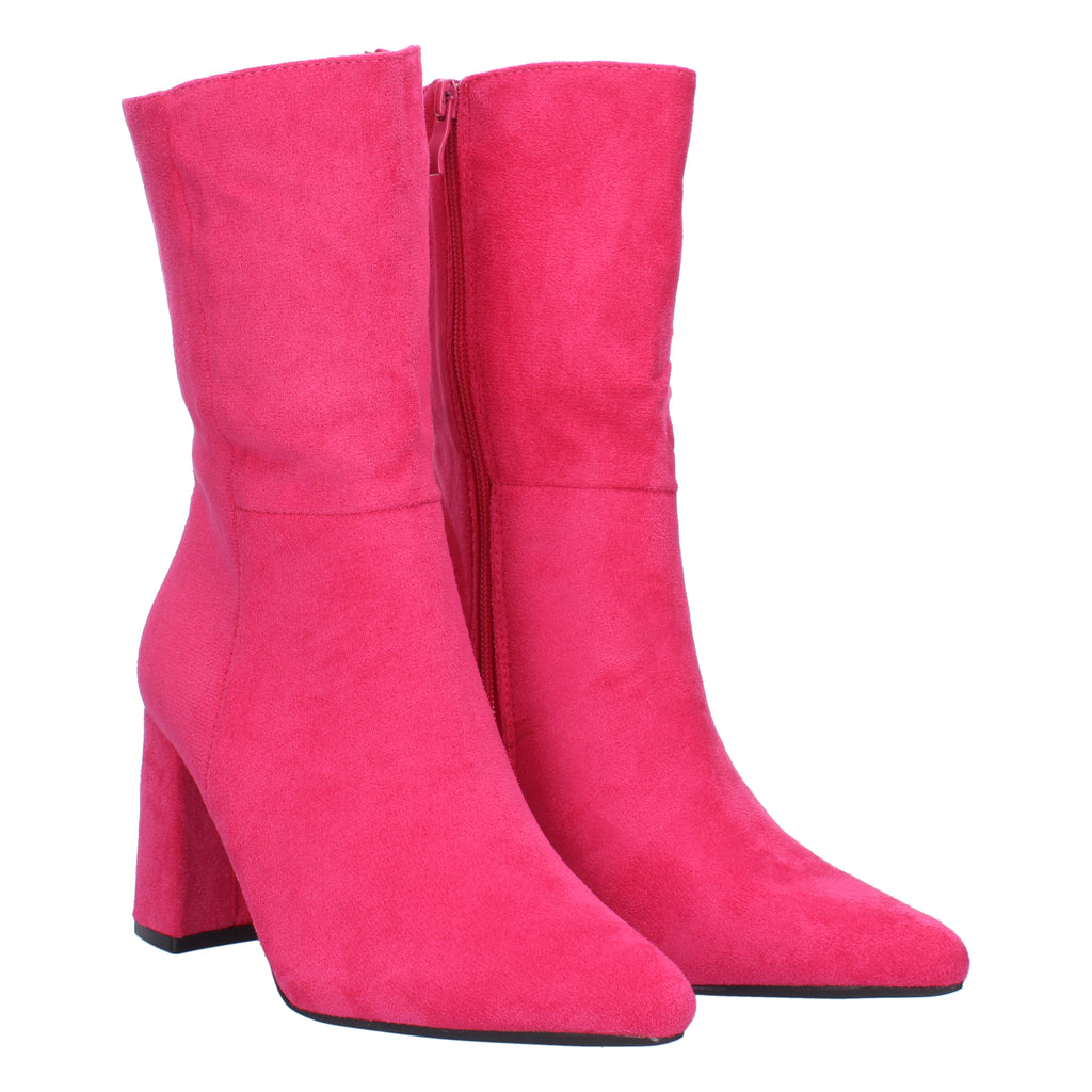 Bota de Tacón de Mujer con Punta Fina y Estampado Liso, Cierre de Cremallera Otoño Invierno