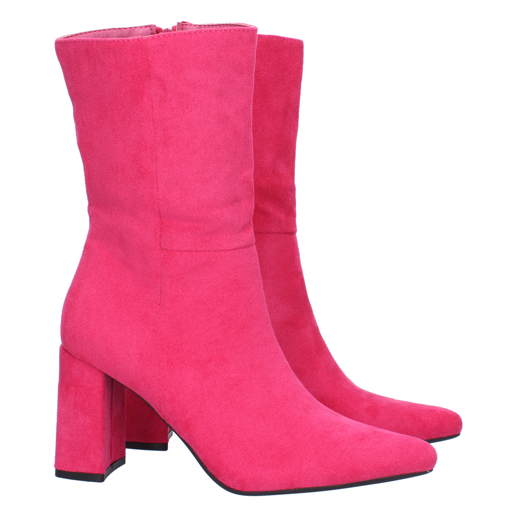 Bota de Tacón de Mujer con Punta Fina y Estampado Liso, Cierre de Cremallera Otoño Invierno