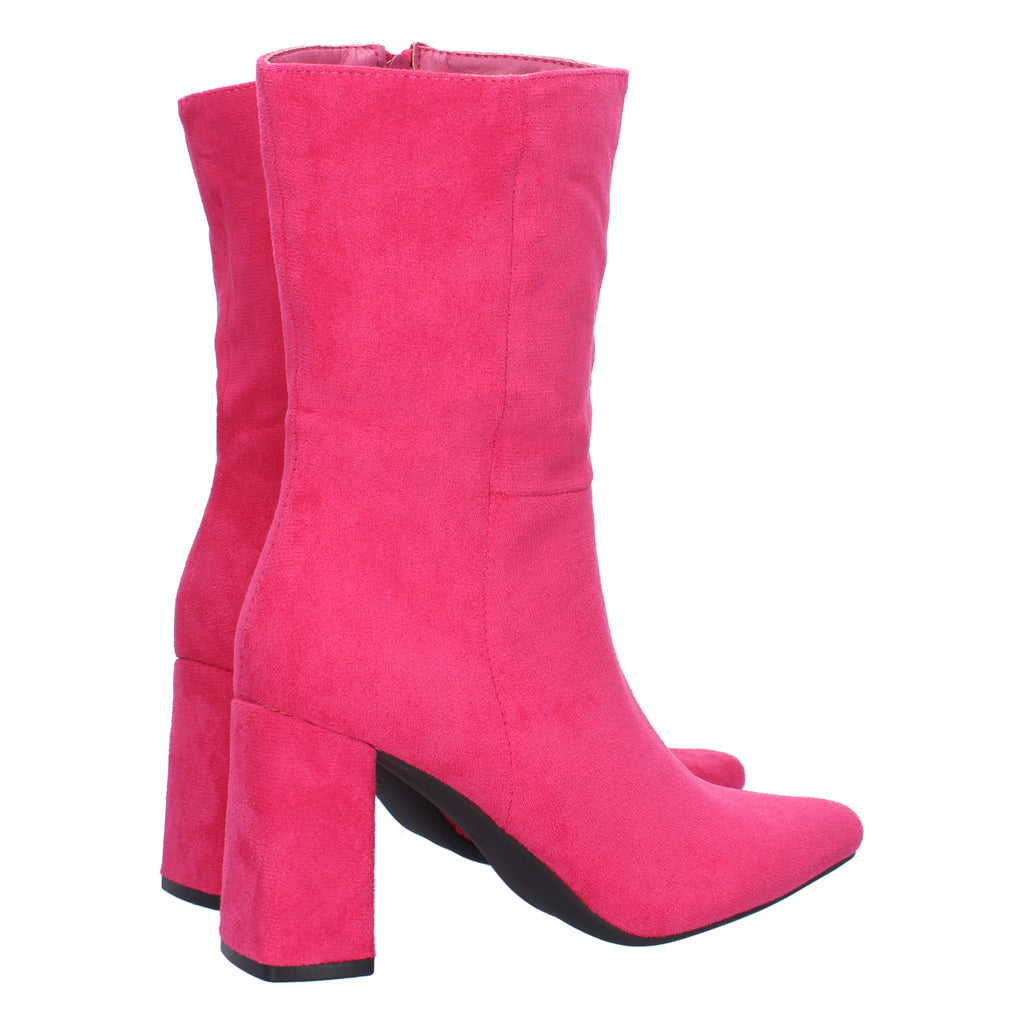 Bota de Tacón de Mujer con Punta Fina y Estampado Liso, Cierre de Cremallera Otoño Invierno