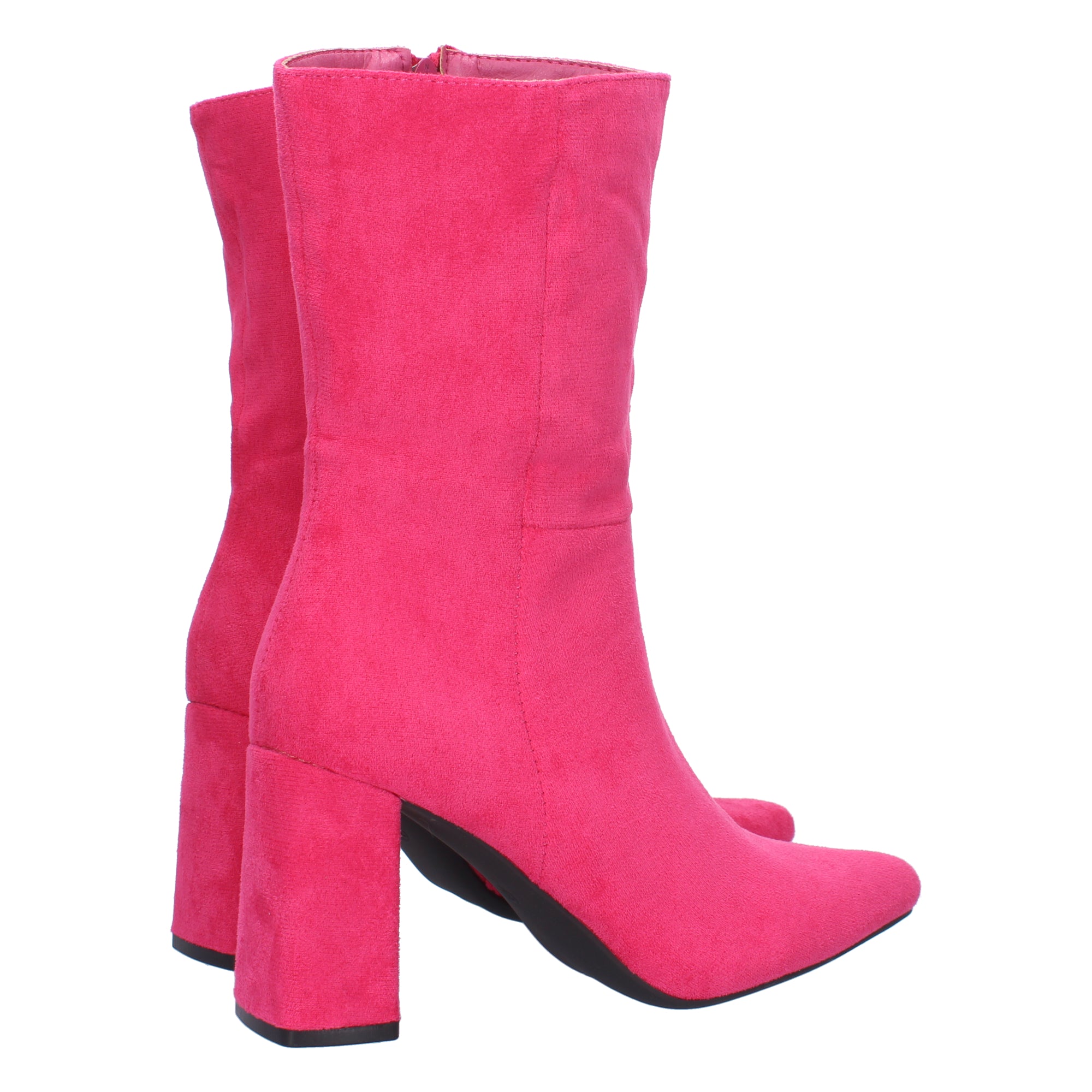 Bota de Tacón de Mujer con Punta Fina y Estampado Liso, Cierre de Cremallera Otoño Invierno