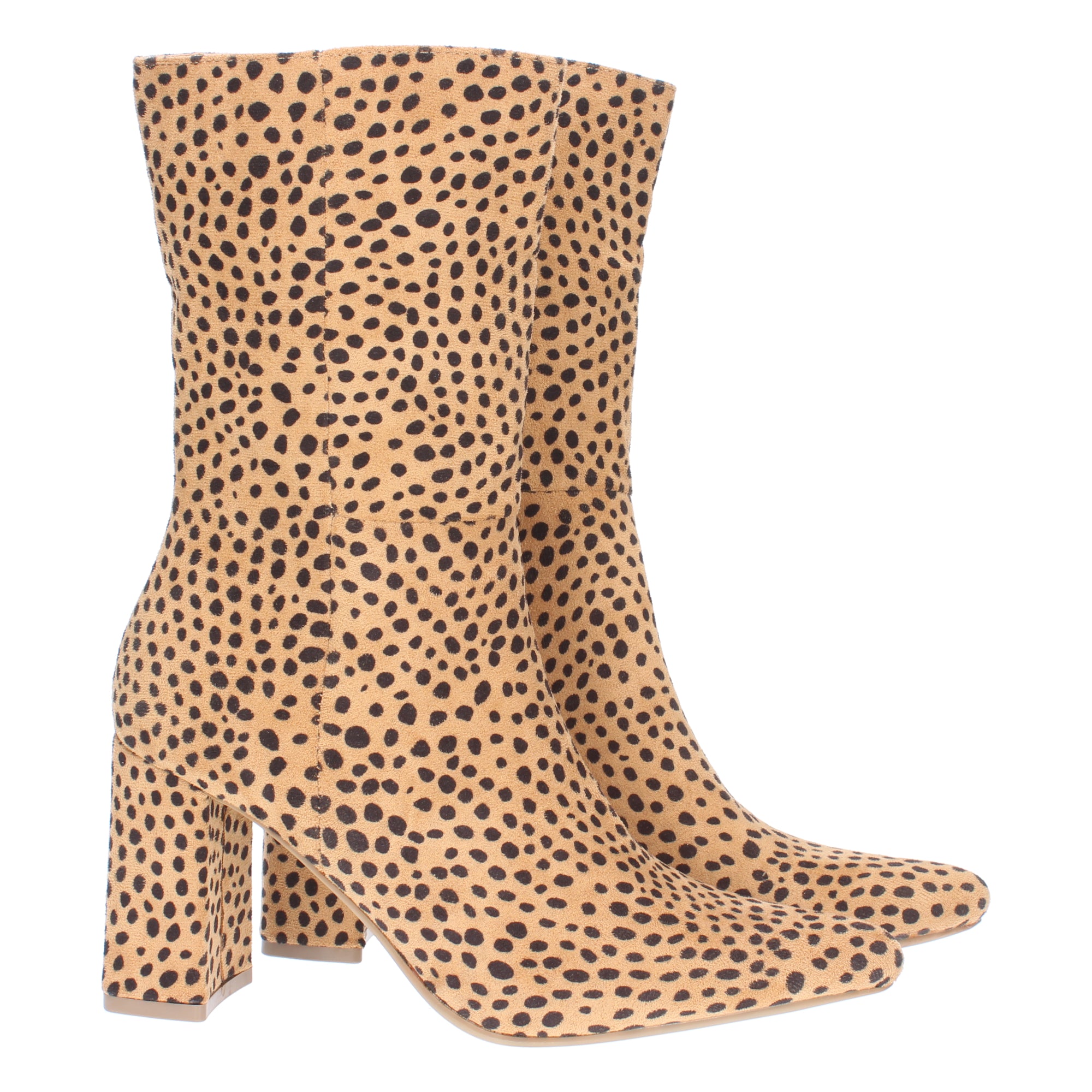 Bota de Tacón para Mujer con Estampado Liso y Punta Fina