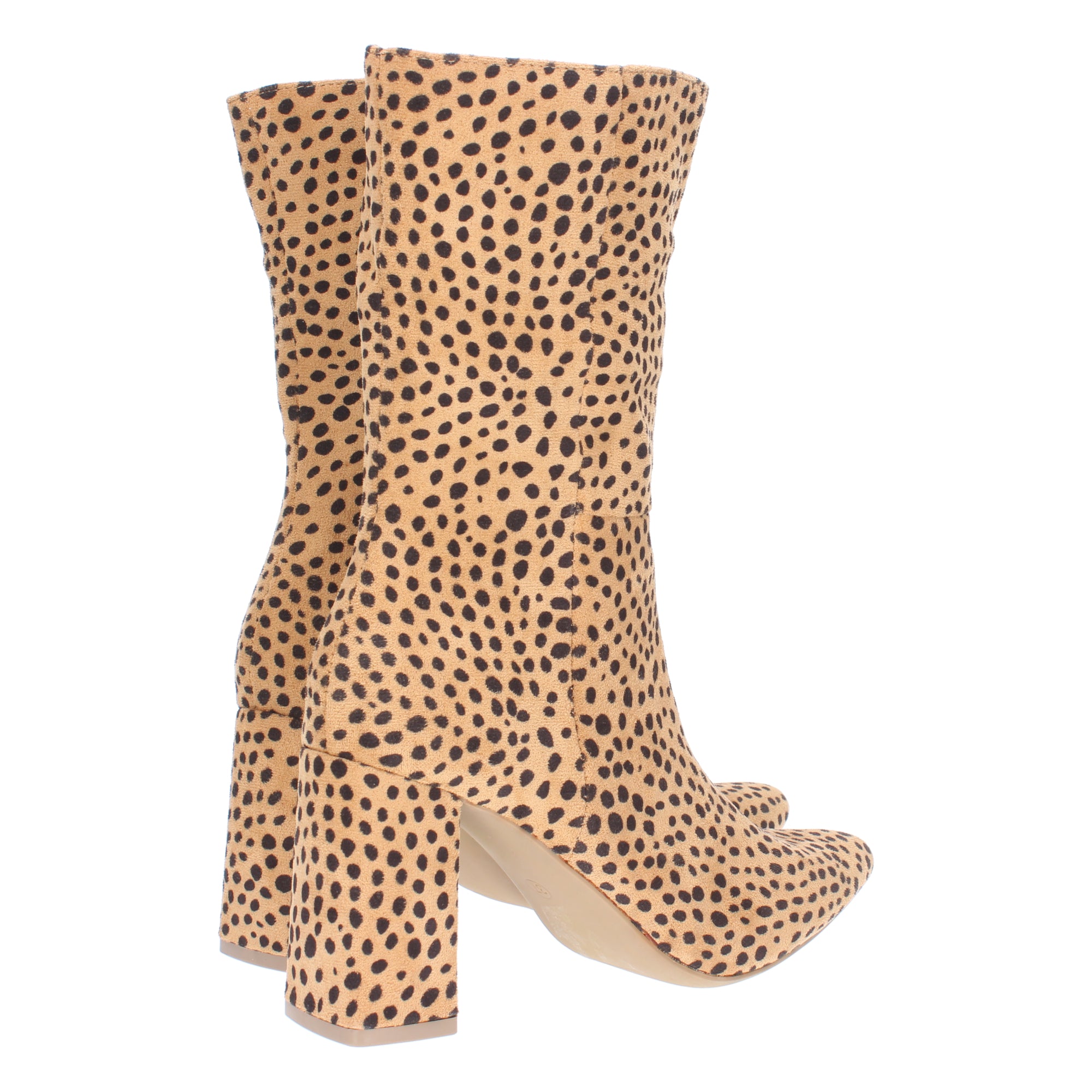 Bota de Tacón para Mujer con Estampado Liso y Punta Fina