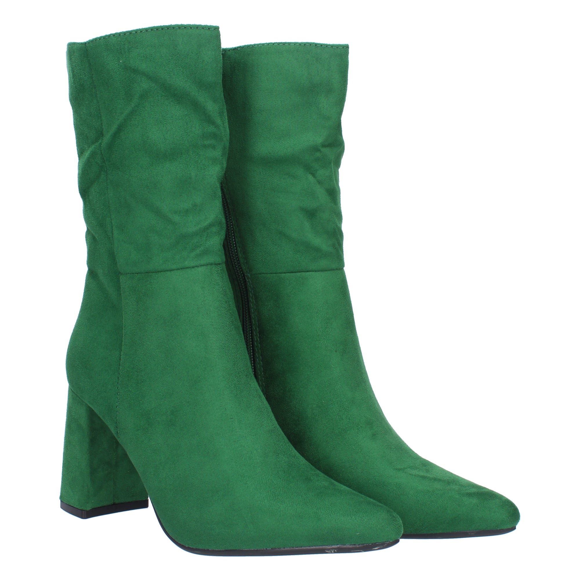 Bota de Tacón de Mujer con Punta Fina y Estampado Liso, Cierre de Cremallera Otoño Invierno
