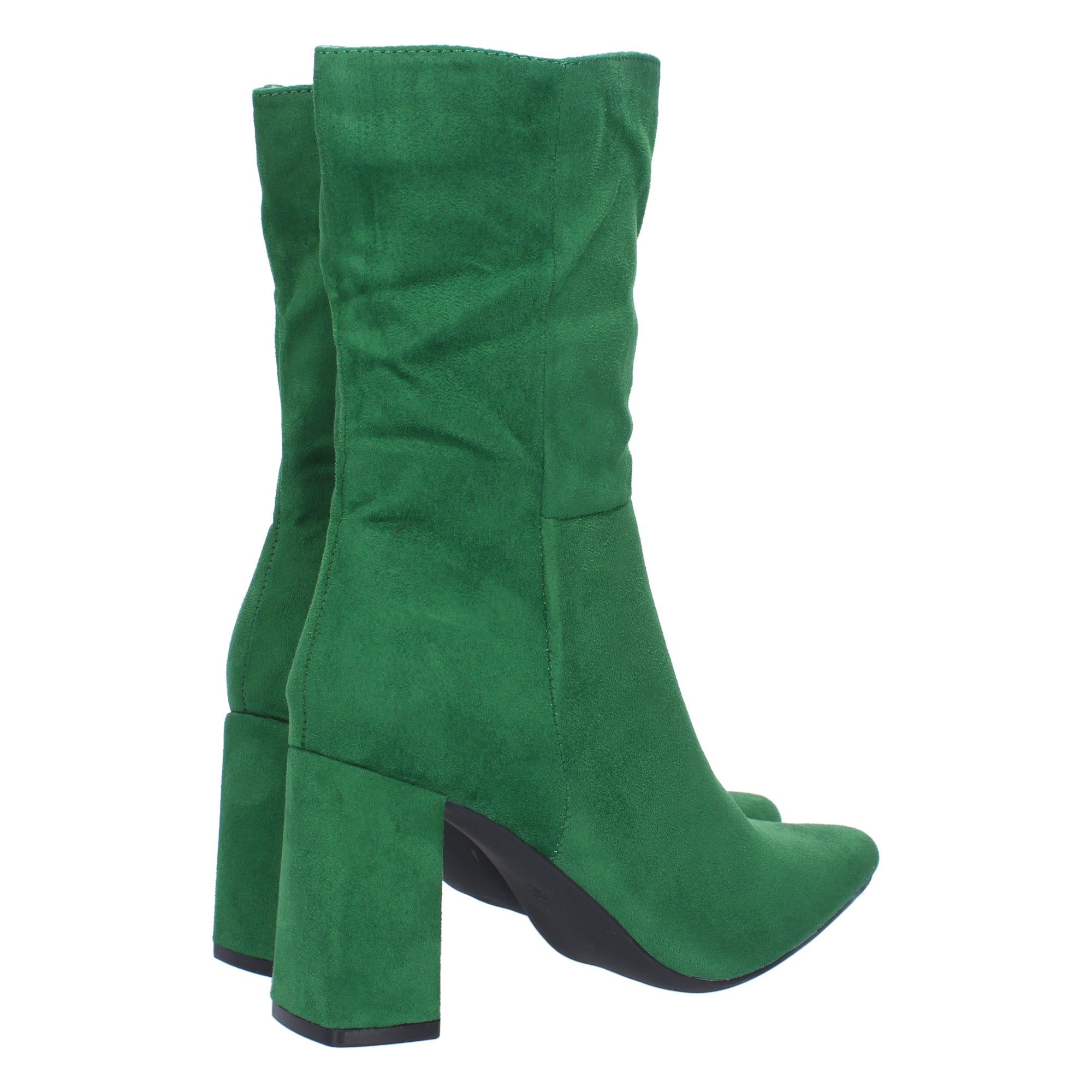 Bota de Tacón de Mujer con Punta Fina y Estampado Liso, Cierre de Cremallera Otoño Invierno