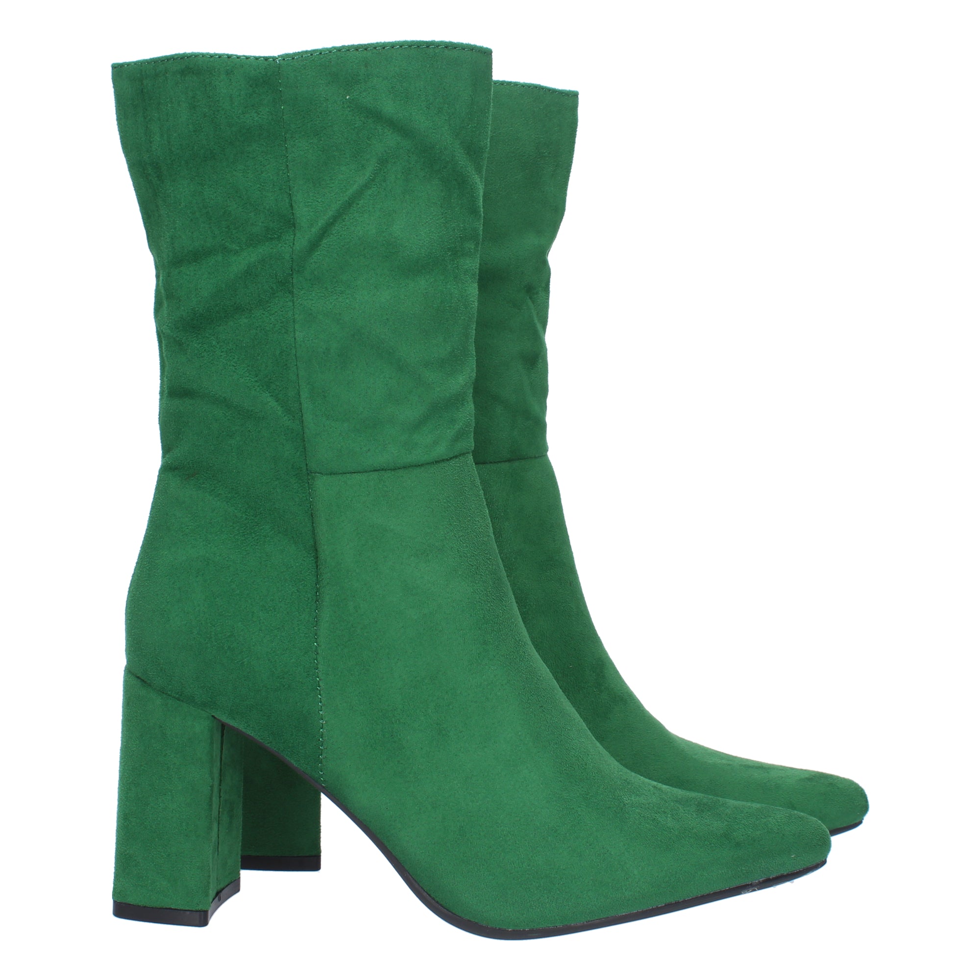 Bota de Tacón de Mujer con Punta Fina y Estampado Liso, Cierre de Cremallera Otoño Invierno