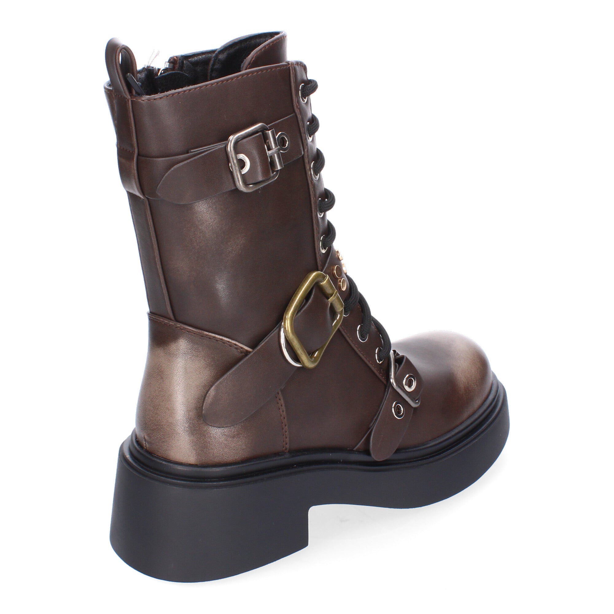 Bota de Tacón para Mujer con Hebillas y Punta Redonda
