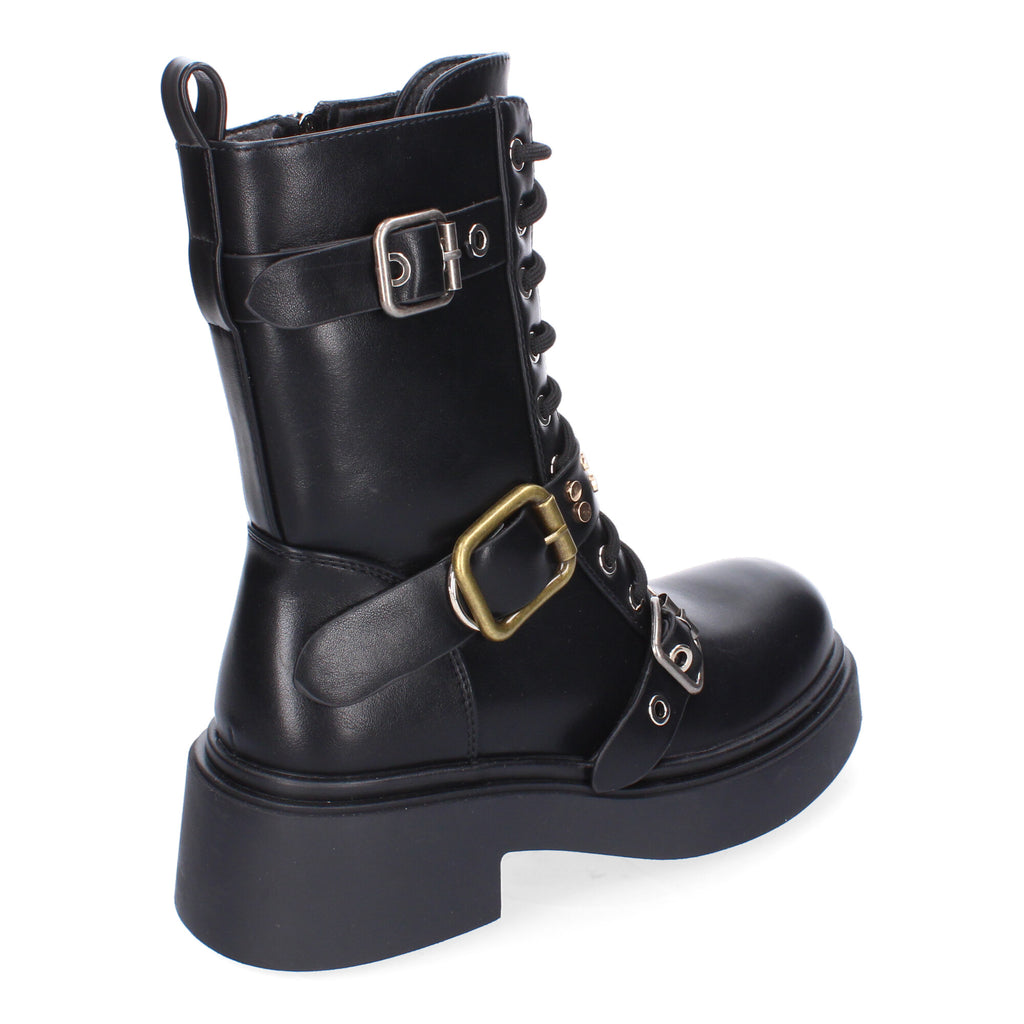 Bota de Tacón para Mujer con Hebillas y Punta Redonda