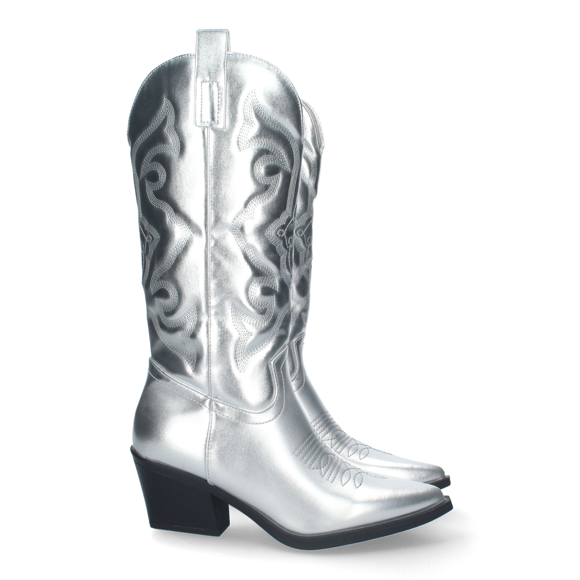 Bota de Tacón Campera para Mujer con Bordado y Punta Fina