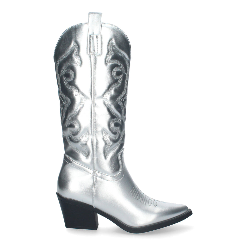 Bota de Tacón Campera para Mujer con Bordado y Punta Fina