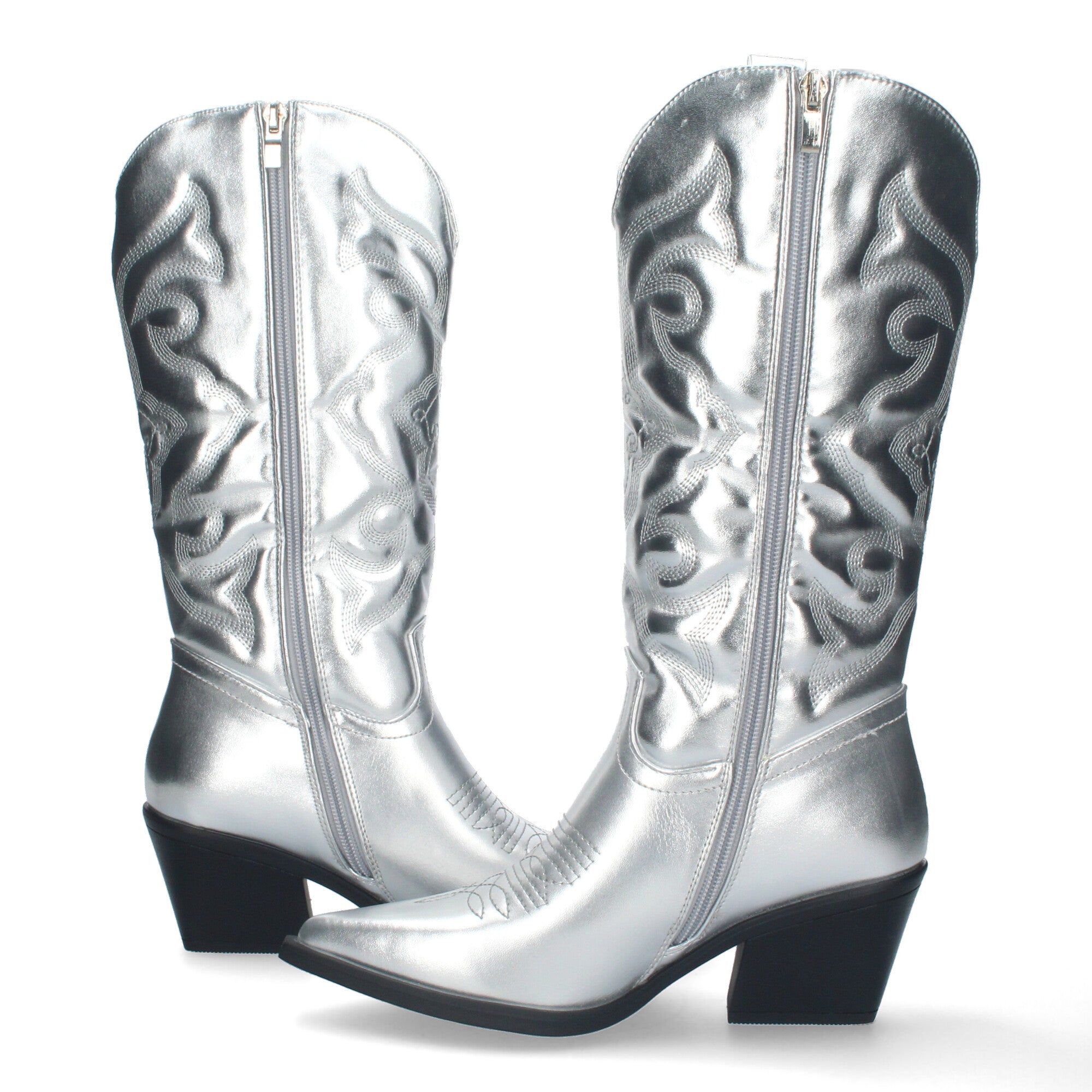 Bota de Tacón Campera para Mujer con Bordado y Punta Fina