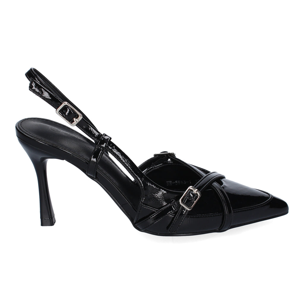 Zapato Negro  de Salon con Tacón de Aguja Para Mujer