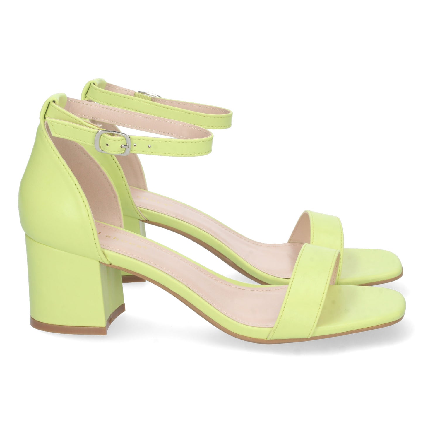 Cyrena Neon Strap – Sandalia Fosforito Ankle Strap de Tacón Cómodo con Pala Fina y Hebilla para Mujer