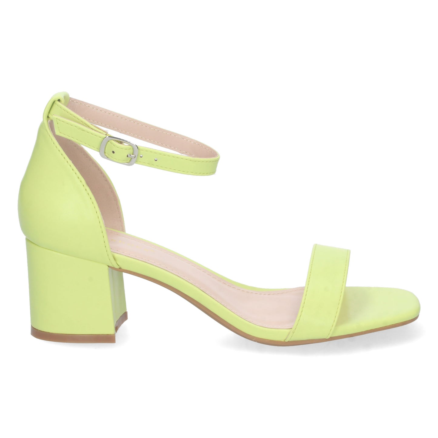Cyrena Neon Strap – Sandalia Fosforito Ankle Strap de Tacón Cómodo con Pala Fina y Hebilla para Mujer