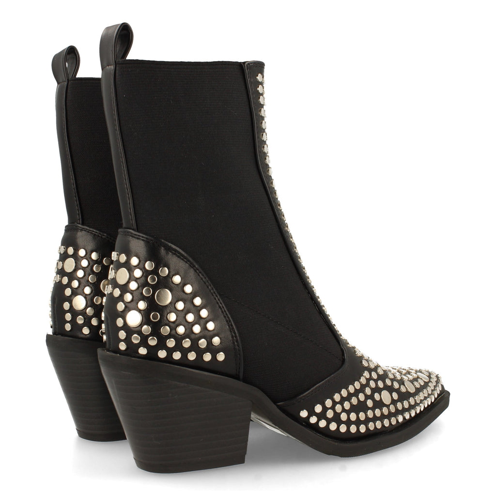 Botin De Mujer Con Tacon Y Con Tachuelas Metalicas