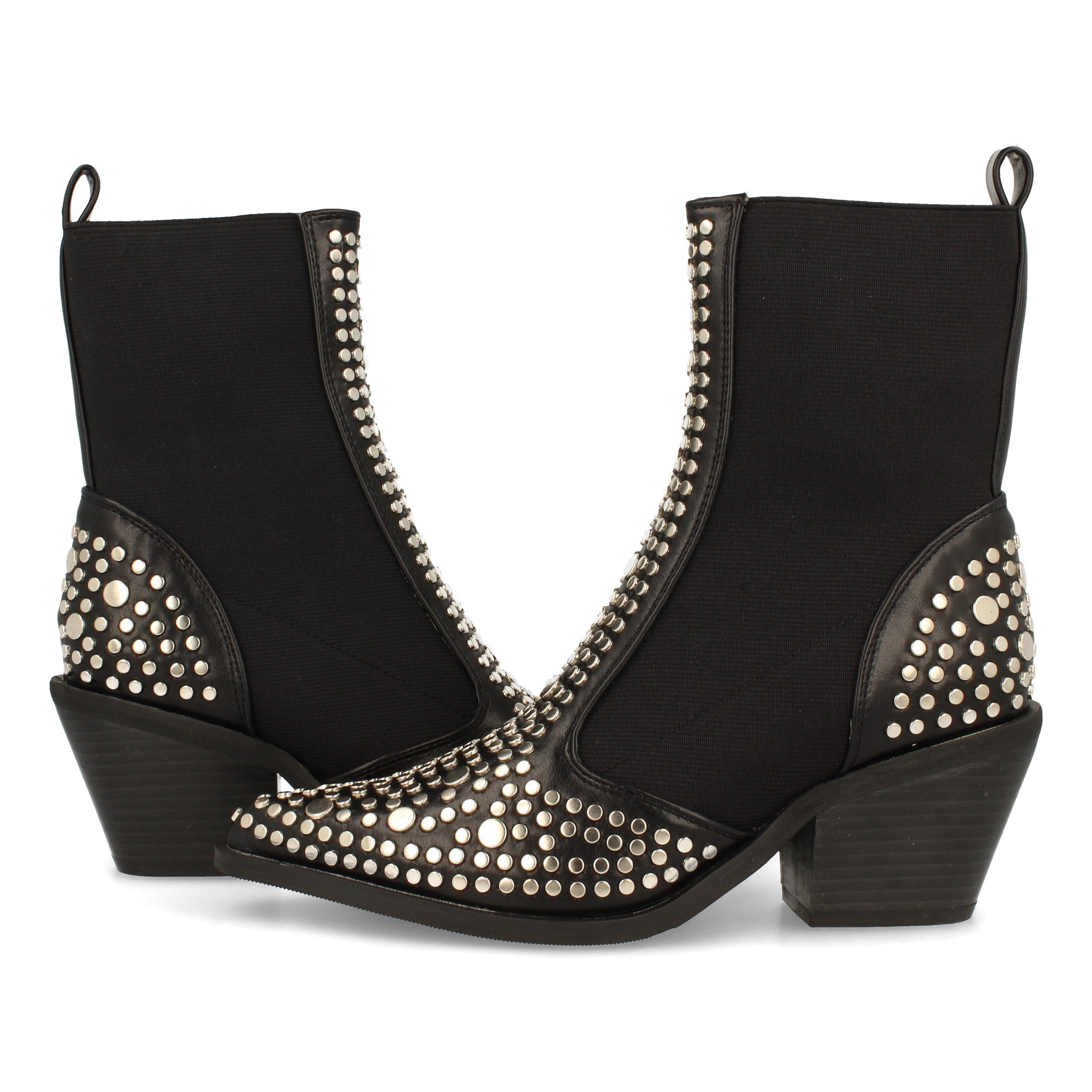 Botin De Mujer Con Tacon Y Con Tachuelas Metalicas