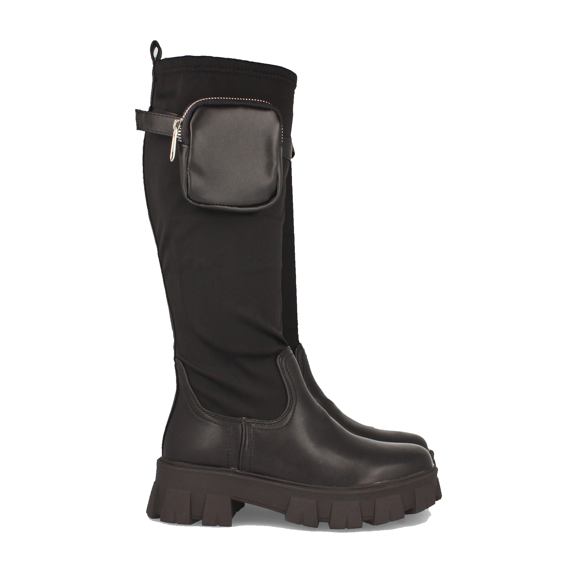 Bota de Plataforma con Caña Elástica y Bolso Extraíble para Mujer