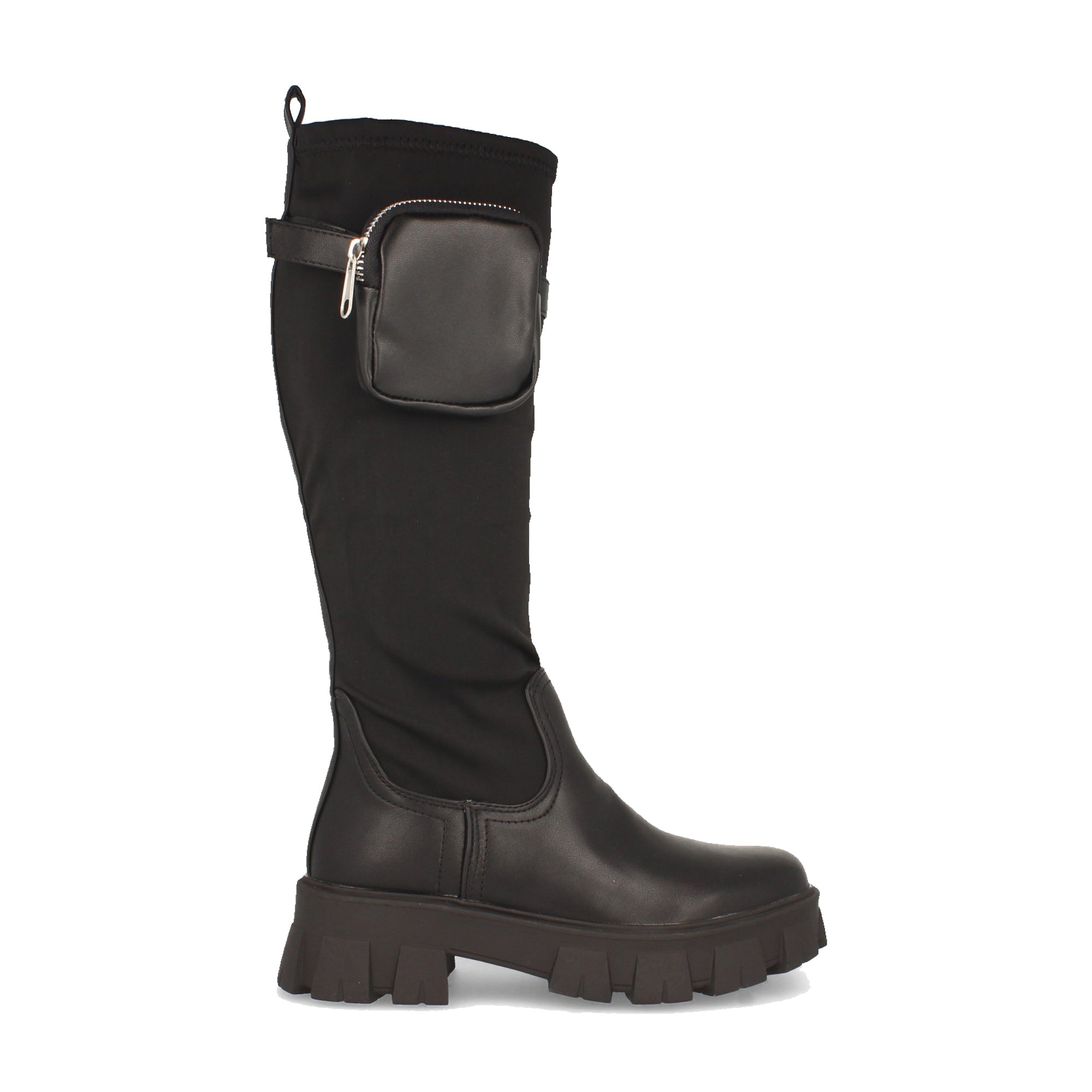 Bota de Plataforma con Caña Elástica y Bolso Extraíble para Mujer