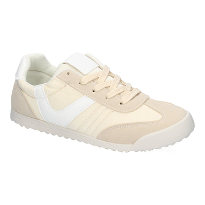 Cyrena Beige Sport – Zapatilla Beige Deportiva Casual para Mujer, Diseño Moderno con Detalles de Colores, Cierre de Cordoneras | Ideal para el Día a Día