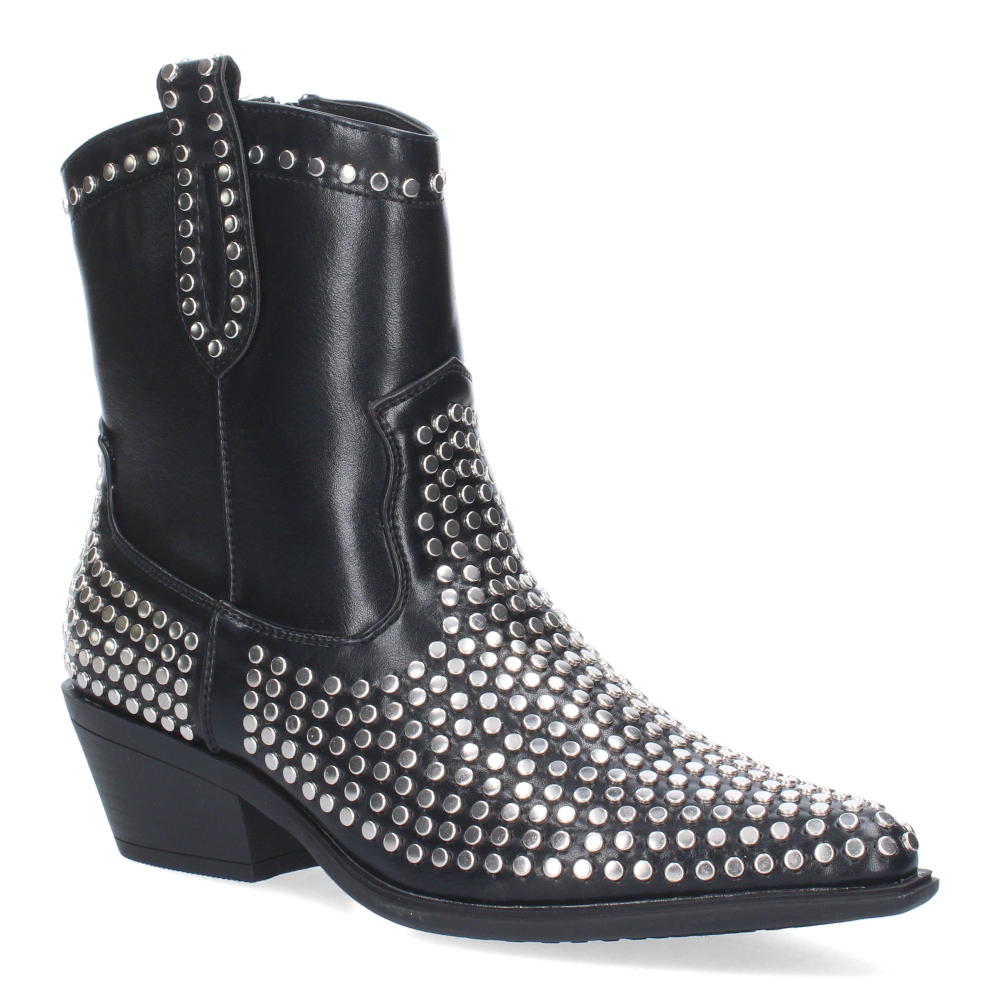 Botin De Mujer Con Tachuelas Metalicas Y  Con Tacon De Punta Fina