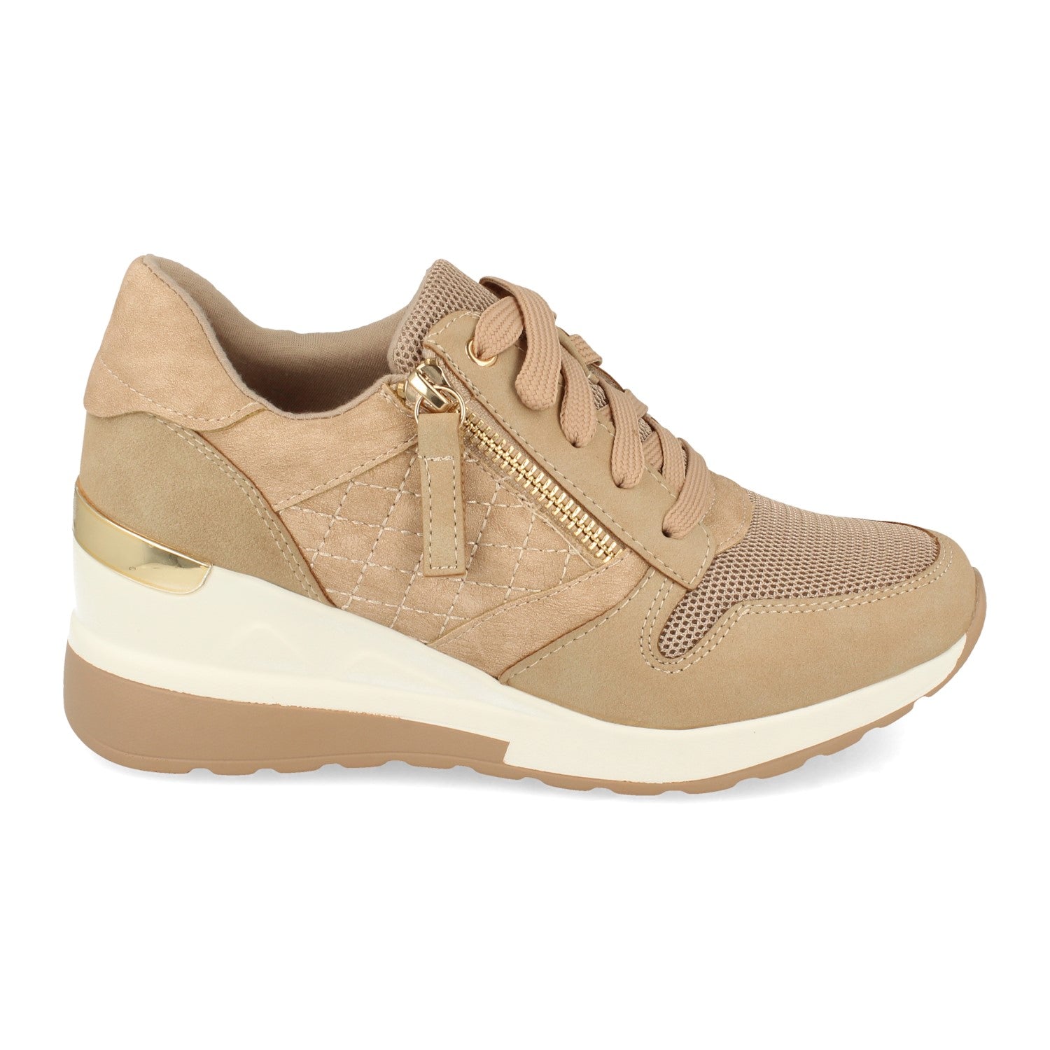 Zapatilla Beige Con Cuña Para Mujer