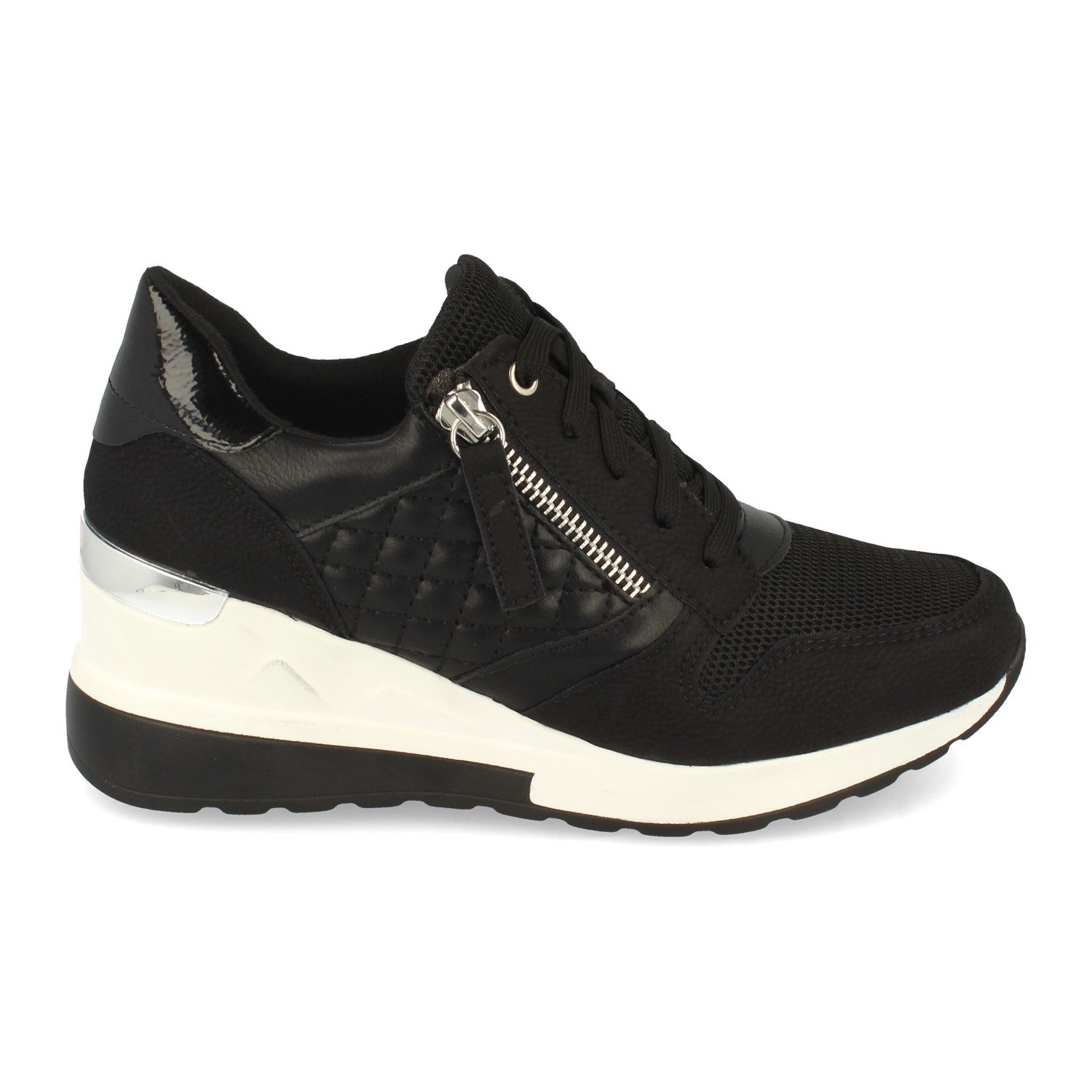 Zapatilla Negra con Cuña para Mujer