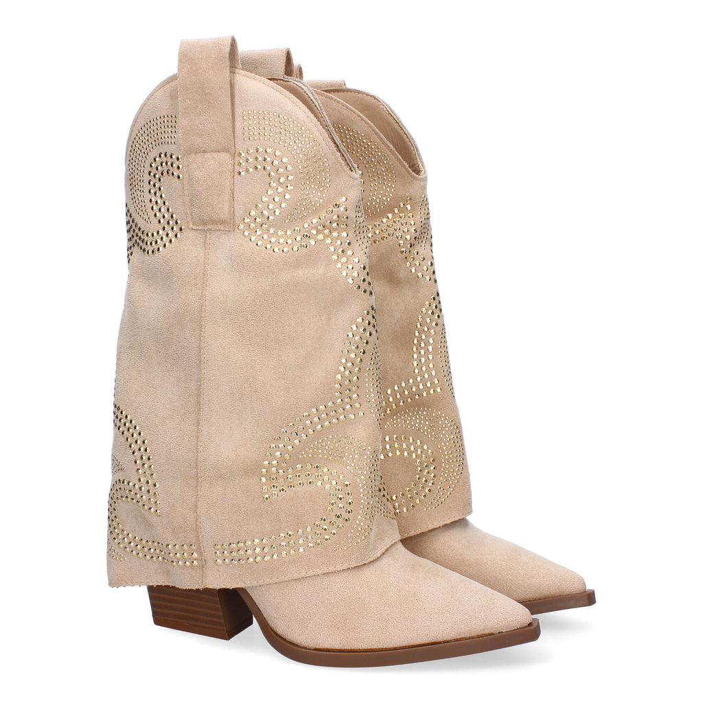 Botines De Tacón Cowboy Polaina Para Mujer