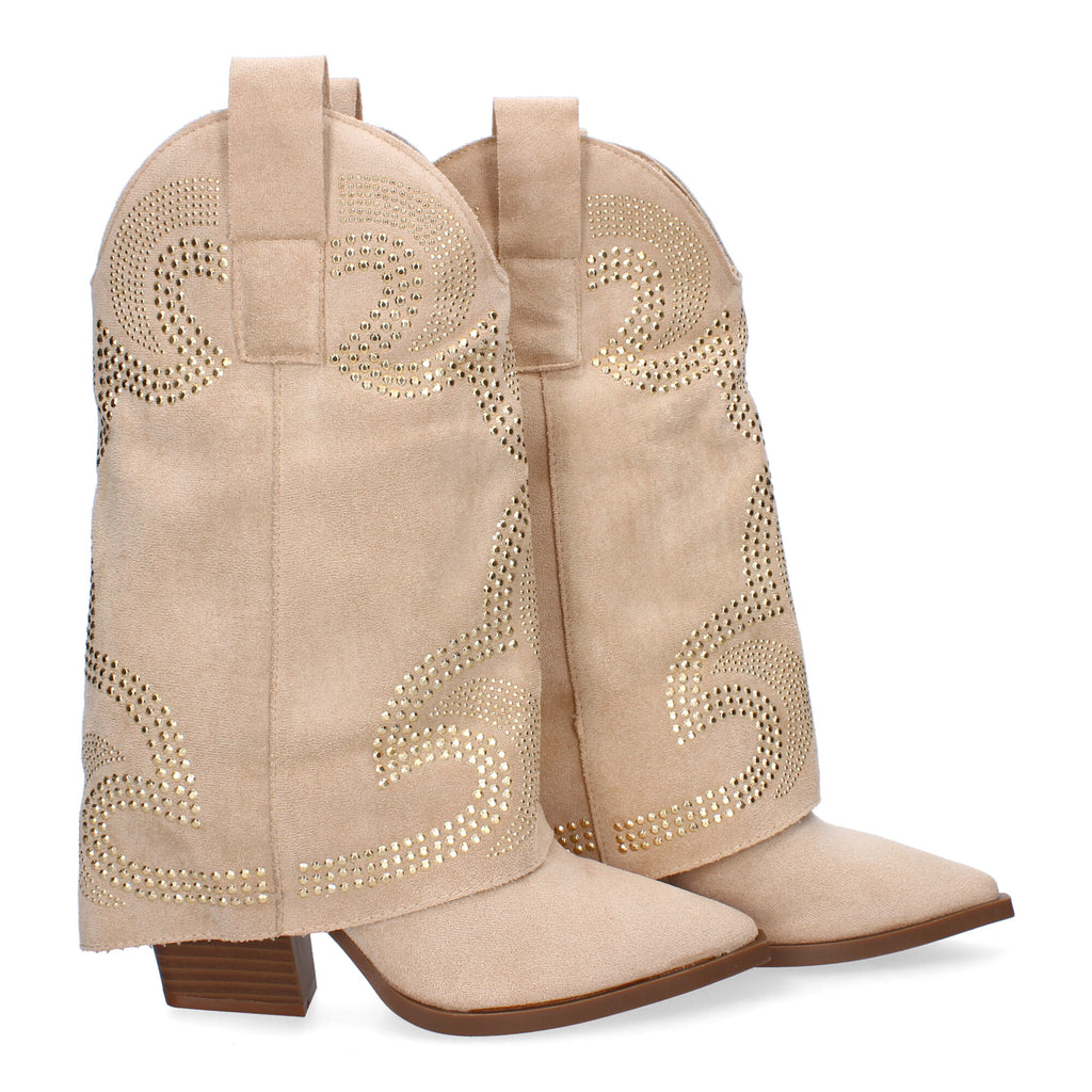 Botines De Tacón Cowboy Polaina Para Mujer