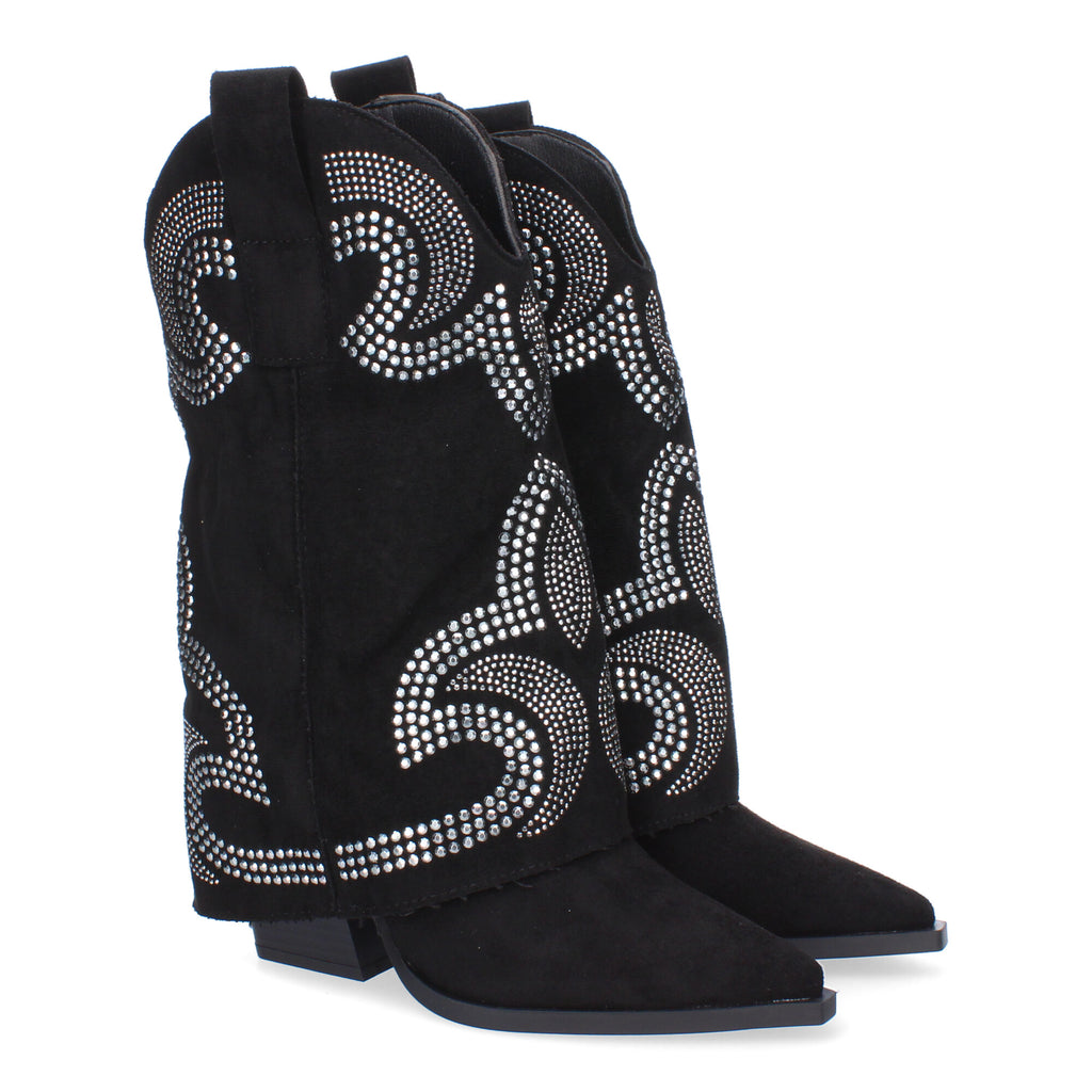Botines De Tacón Cowboy Polaina Para Mujer