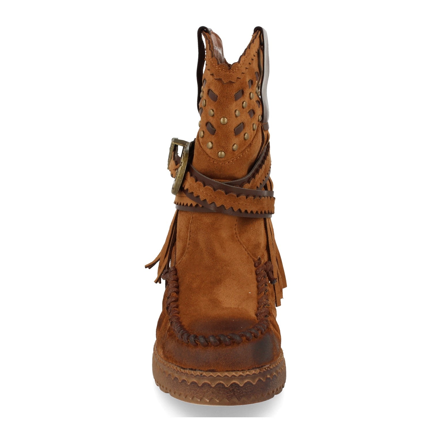 Bota de Estilo Indio para Mujer con Flecos y Hebillas