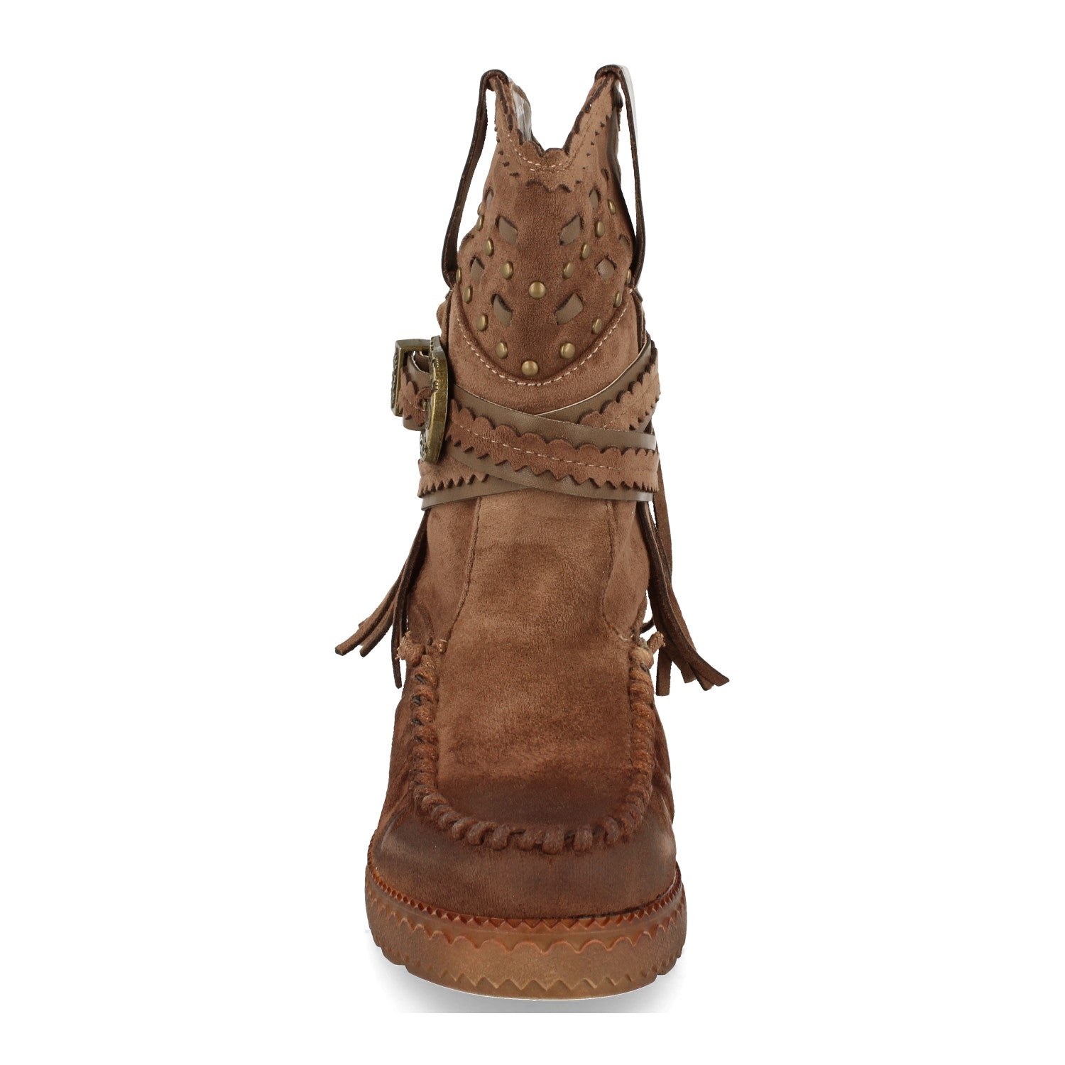 Bota de Estilo Indio para Mujer con Flecos y Hebillas