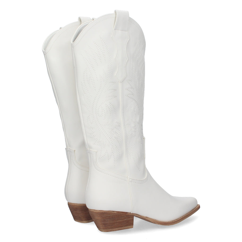 Bota Campera con Tacón y Bordados en la Caña para Mujer