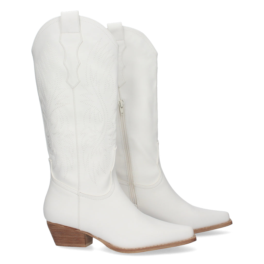 Bota Campera con Tacón y Bordados en la Caña para Mujer