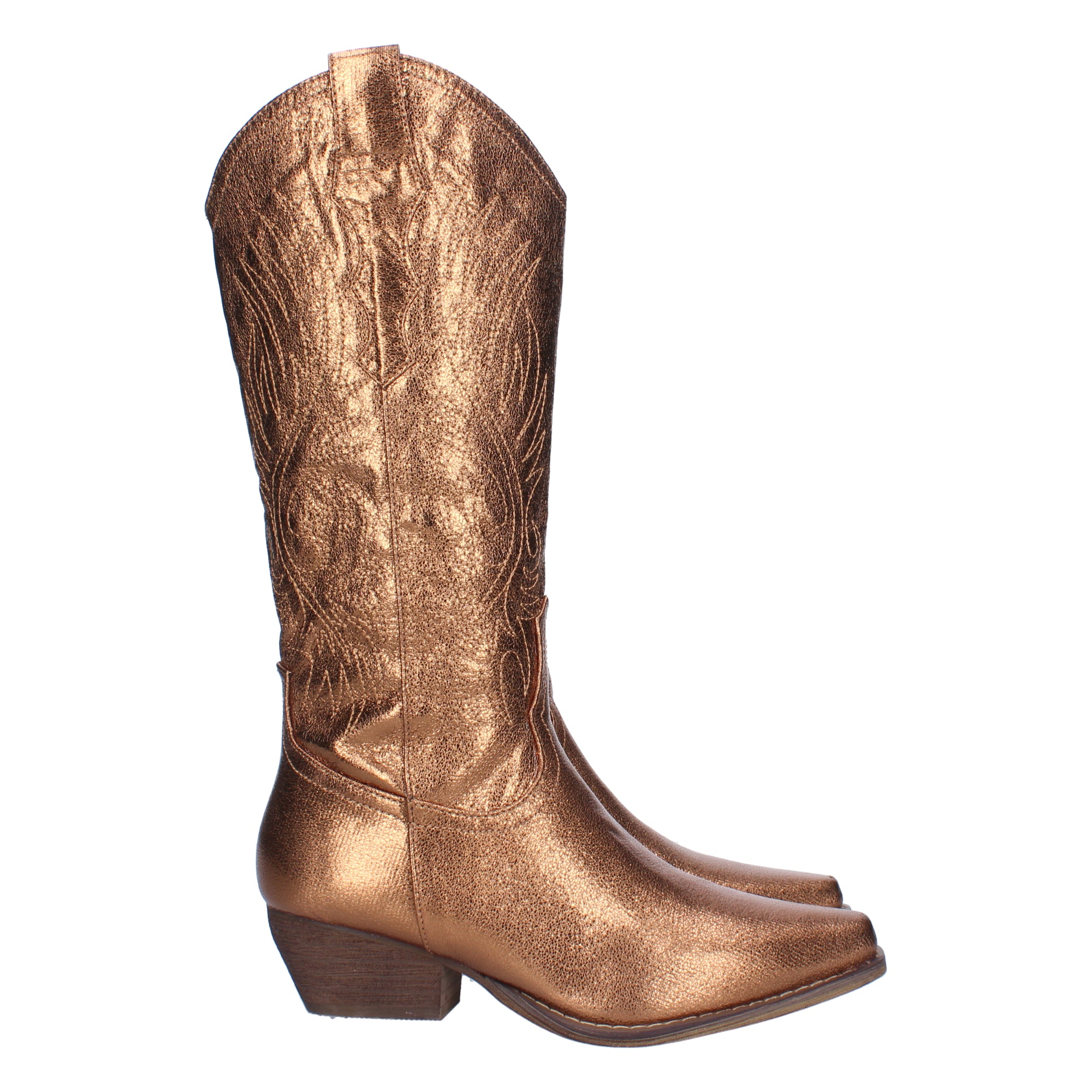 Bota Campera con Tacón y Bordados en la Caña para Mujer