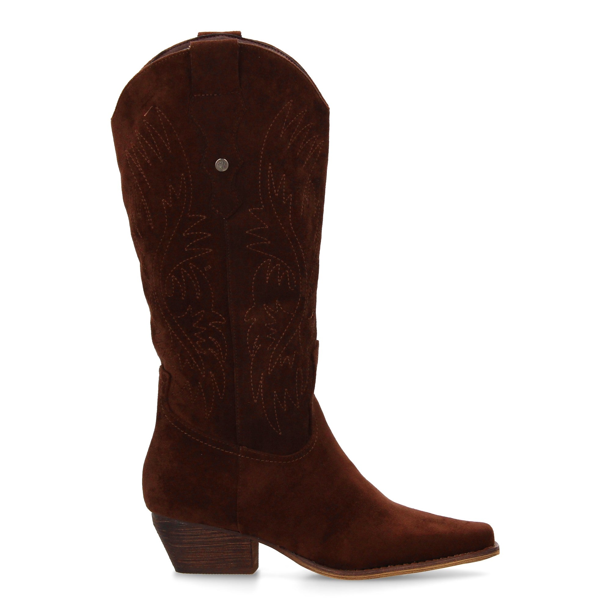Bota campera café con tacón