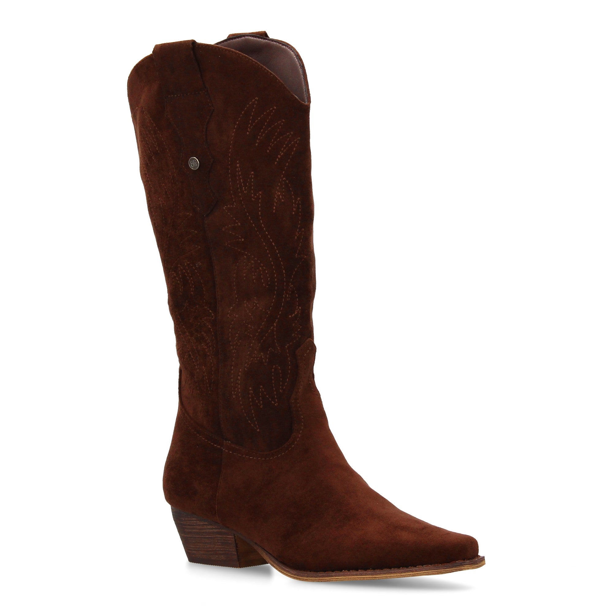 Bota campera café con tacón