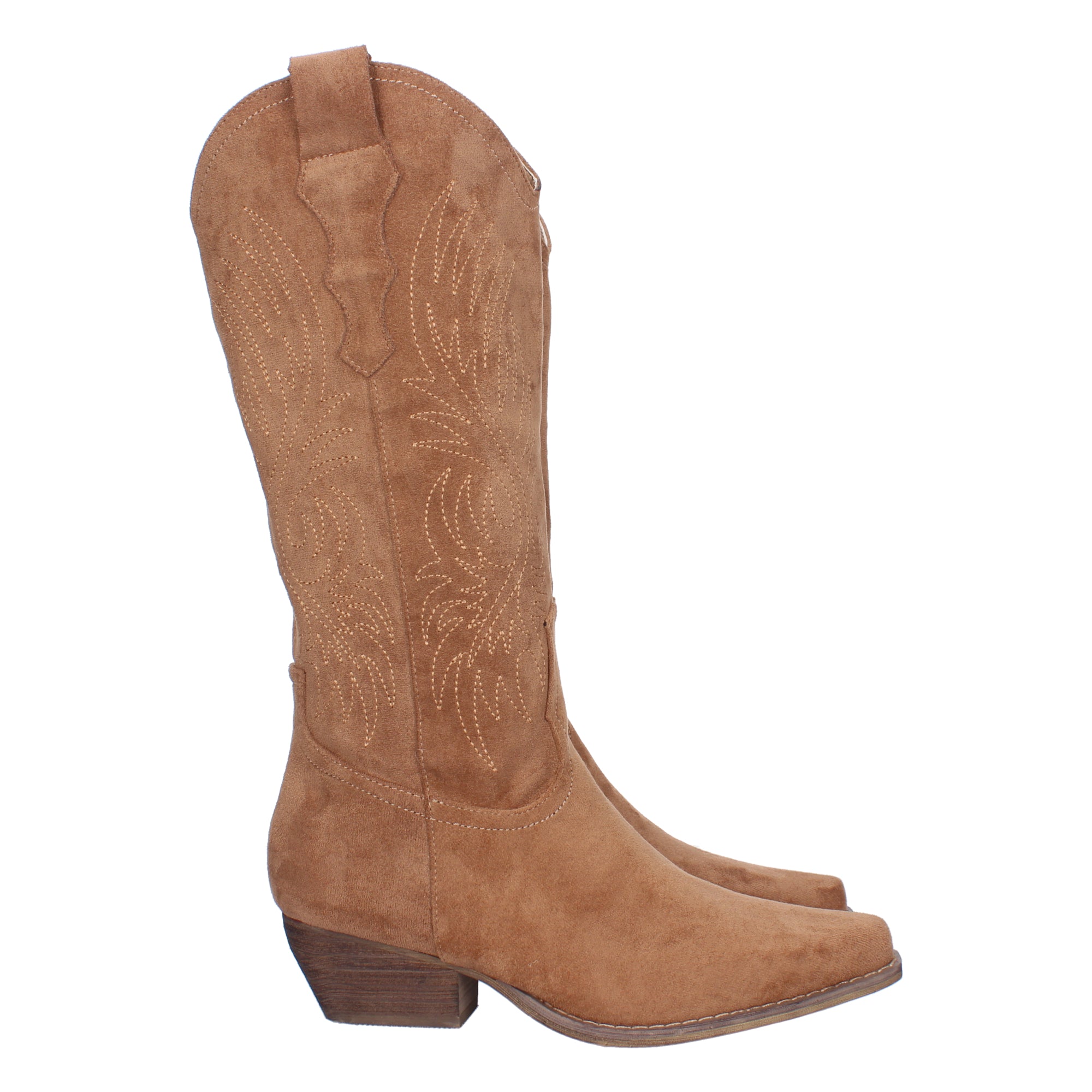 Bota Campera con Tacón y Bordados en la Caña para Mujer