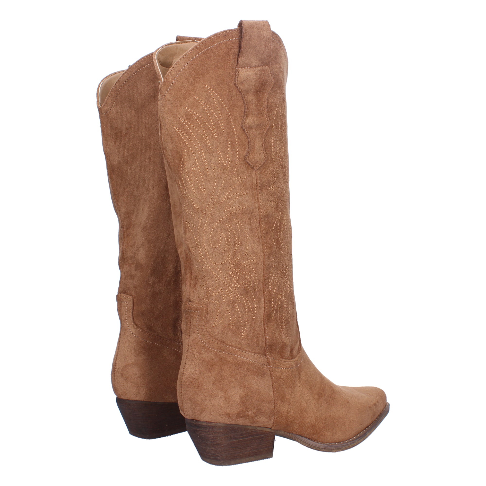 Bota Campera con Tacón y Bordados en la Caña para Mujer