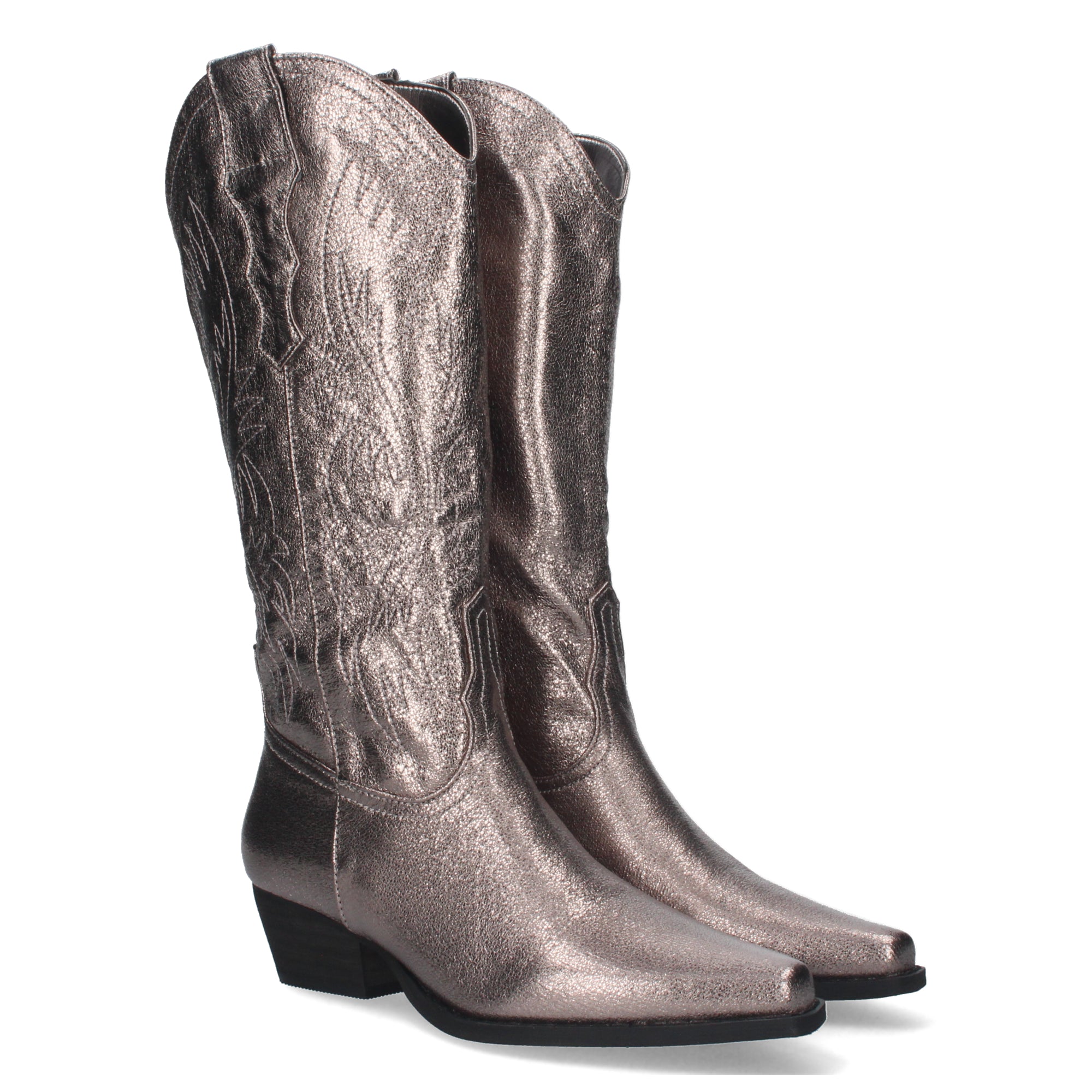 Bota Campera con Tacón y Bordados en la Caña para Mujer