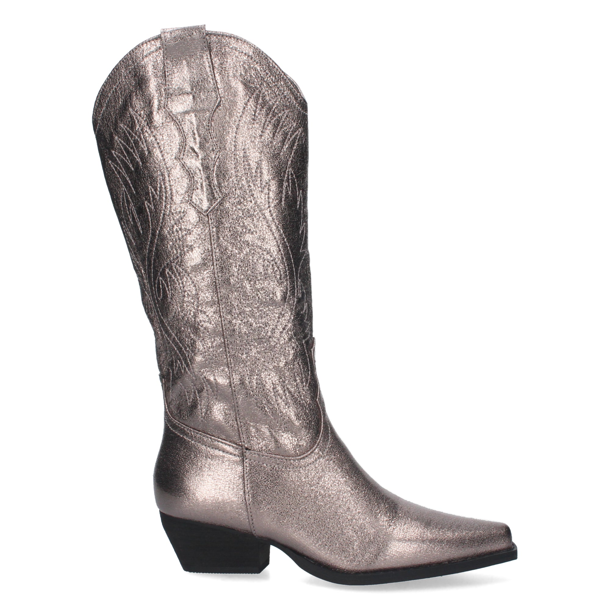 Bota Campera con Tacón y Bordados en la Caña para Mujer