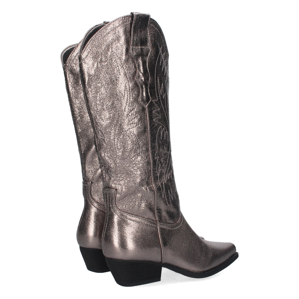 Bota Campera con Tacón y Bordados en la Caña para Mujer