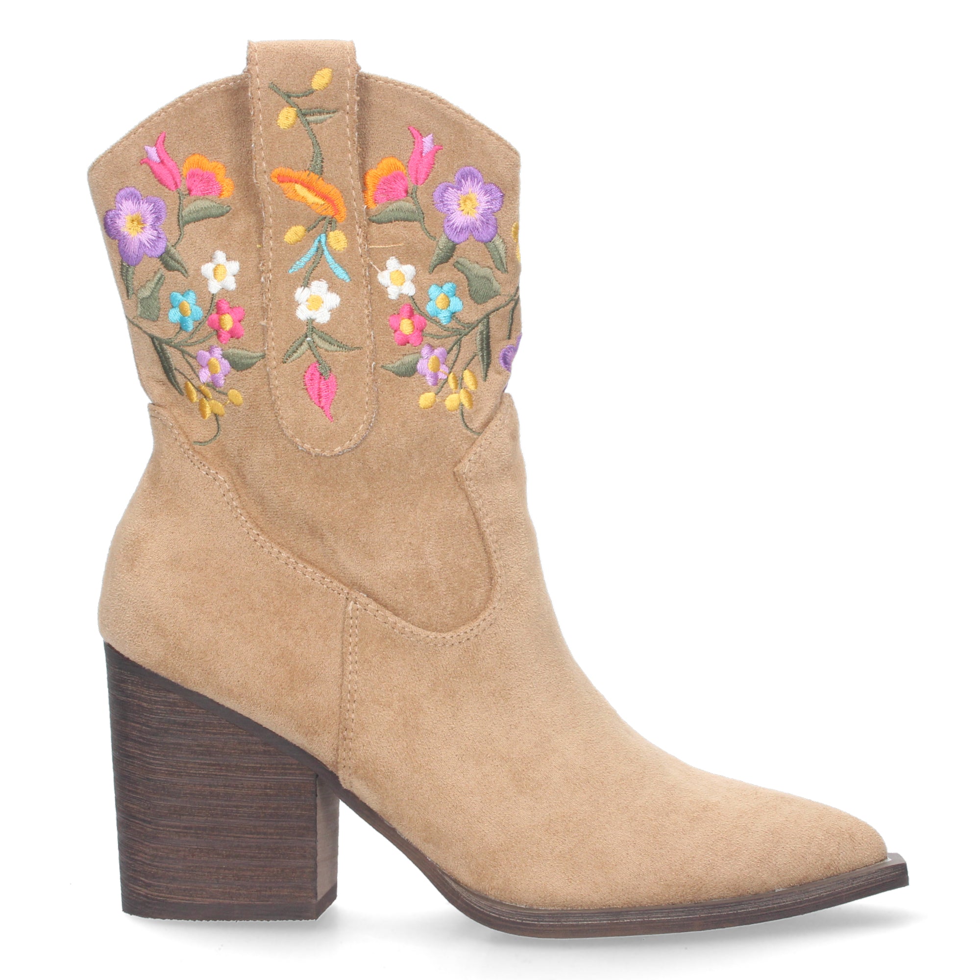 Botin Floral De Tacon Para Mujer