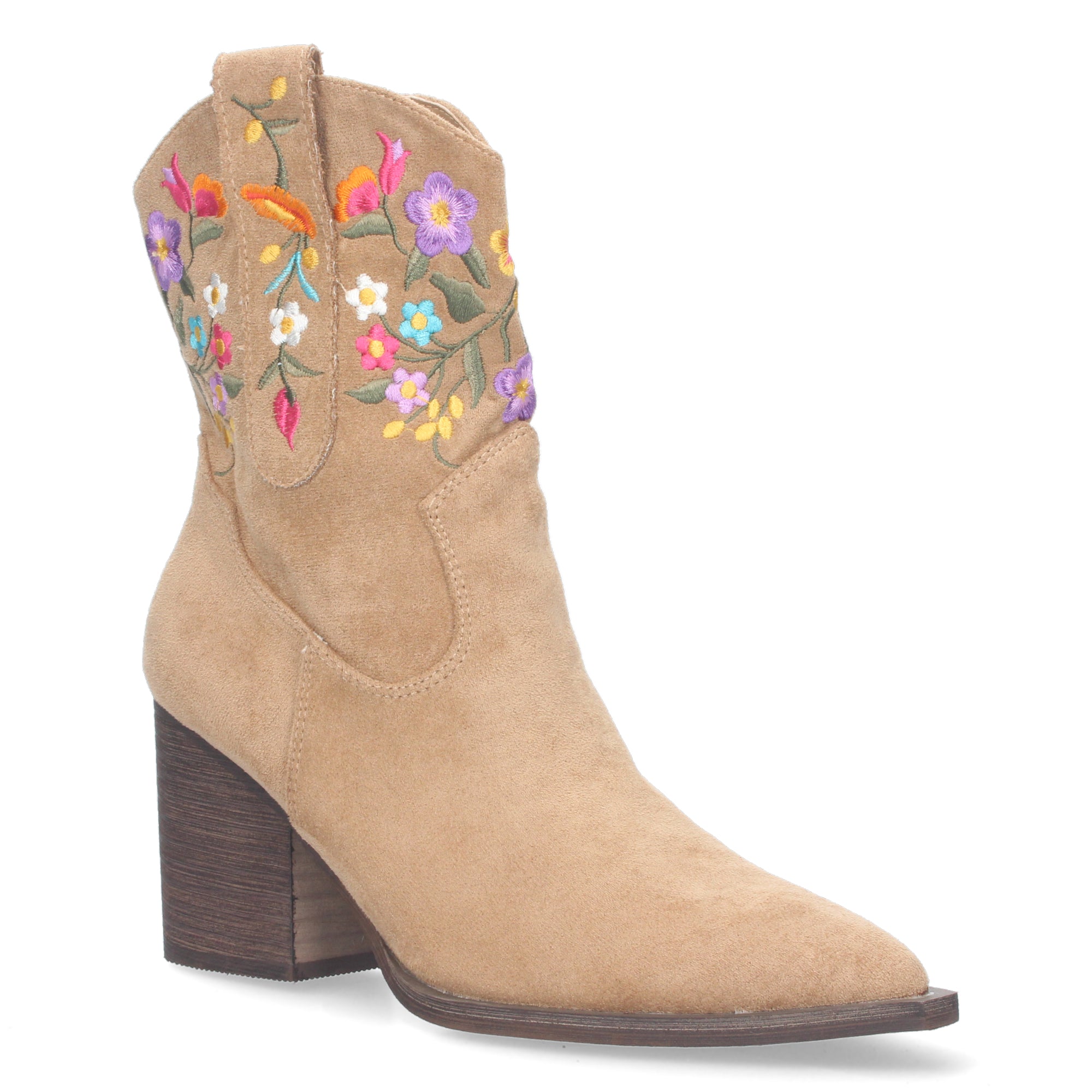 Botin Floral De Tacon Para Mujer
