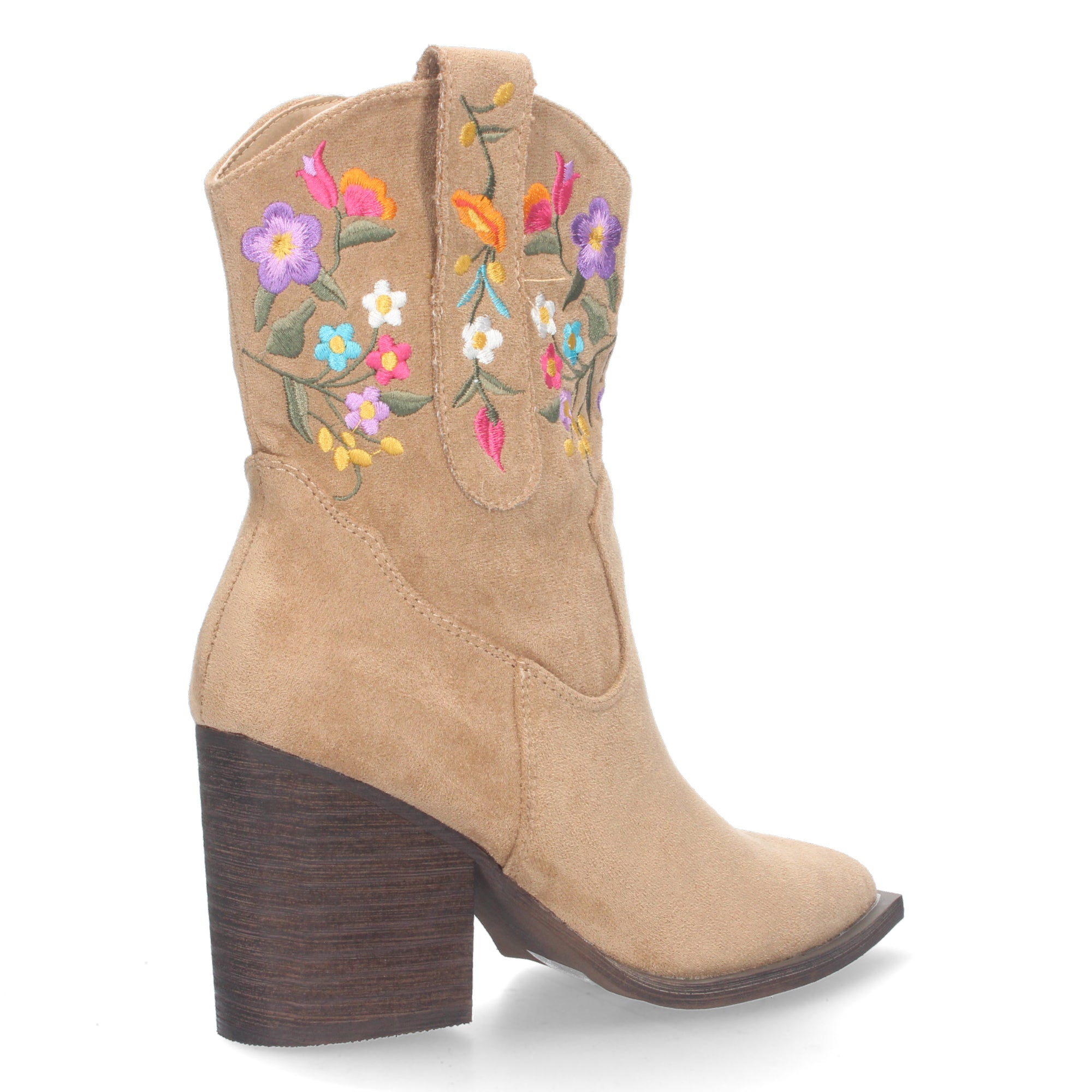 Botin Floral De Tacon Para Mujer