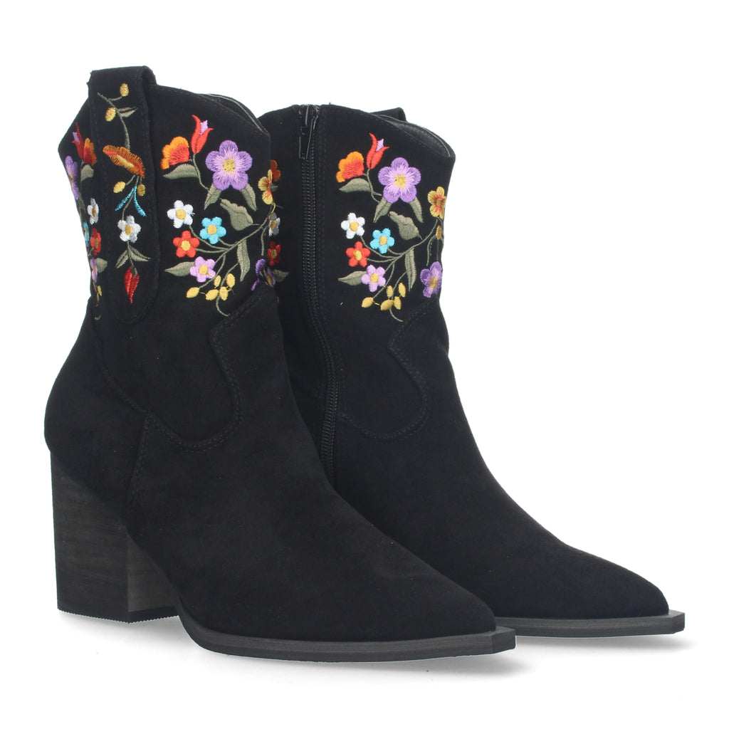 Botin Floral De Tacon Para Mujer