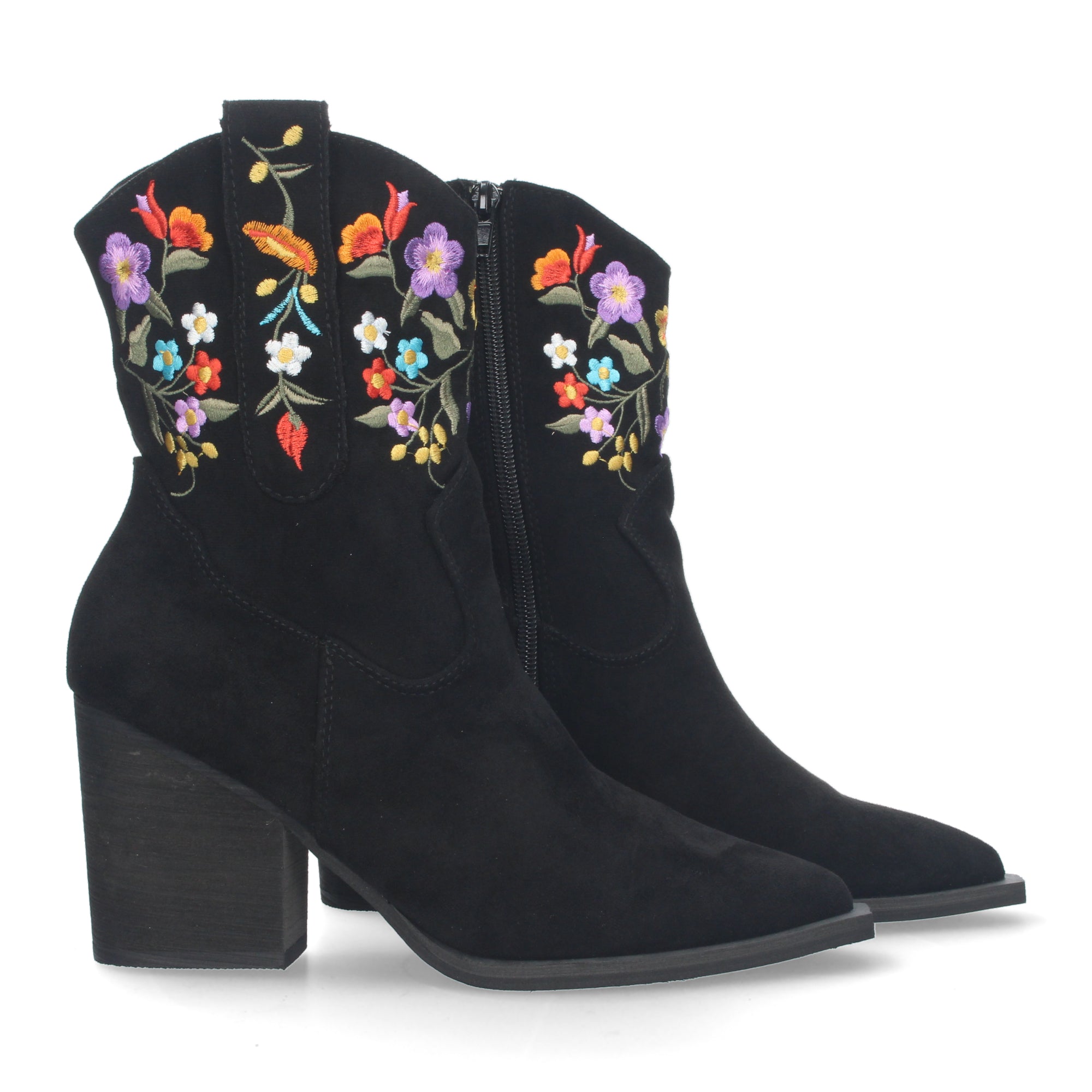 Botin Floral De Tacon Para Mujer