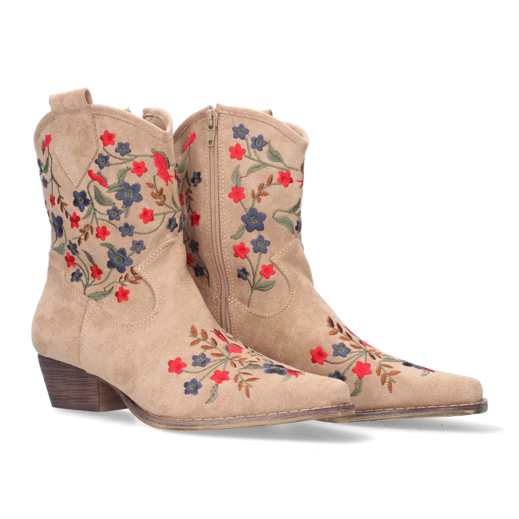 Botin Floral De Tacon Para Mujer