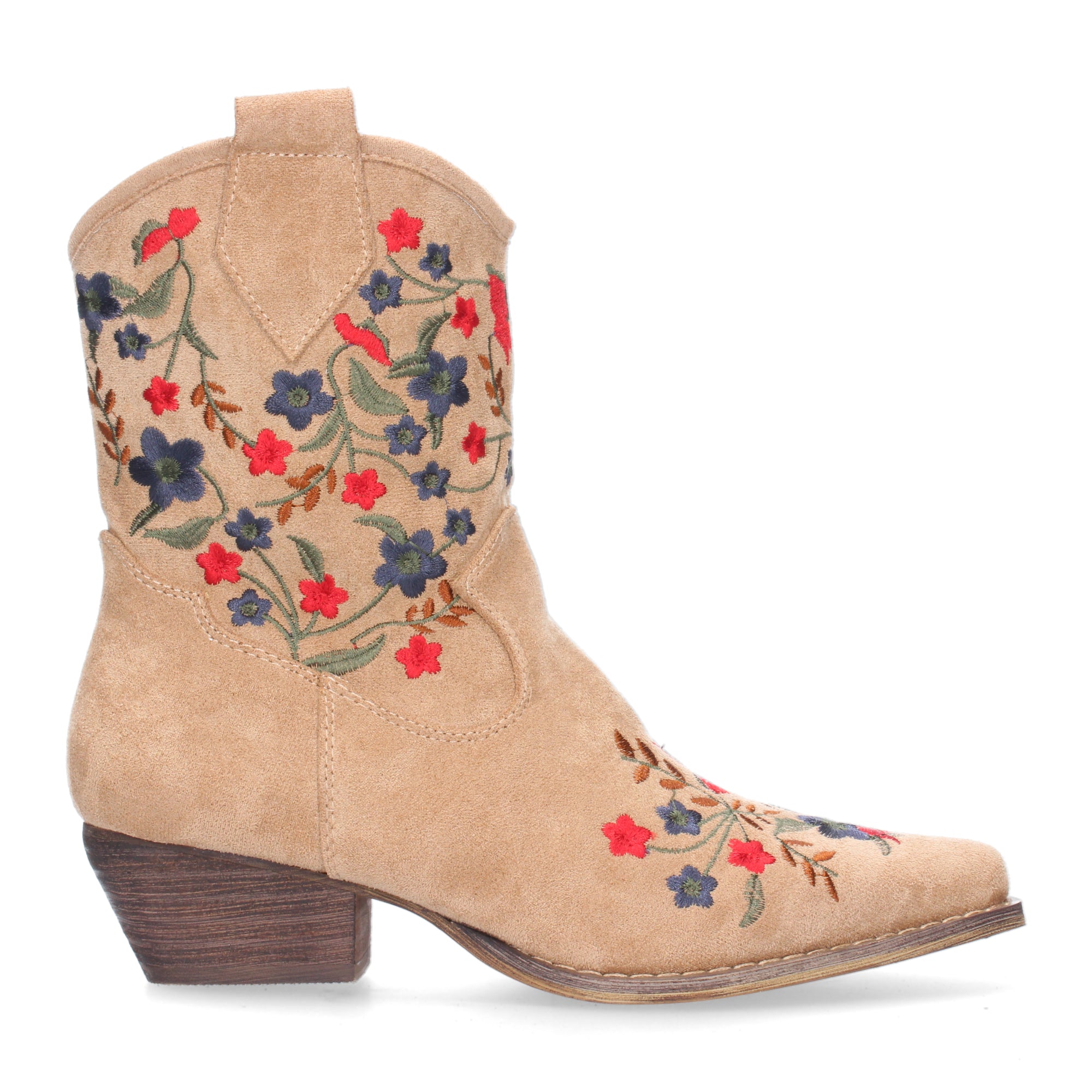 Botin Floral De Tacon Para Mujer